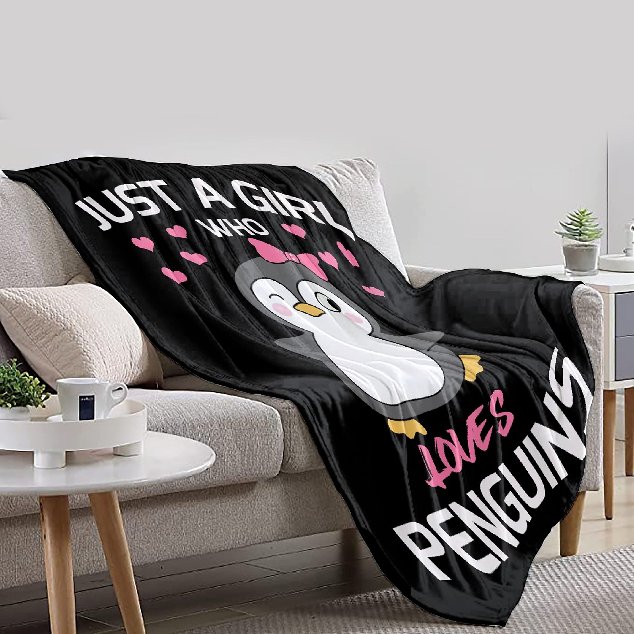 Soft Penguin Plush Throw Blanket - Cute Fuzzy Microfiber Flannel Blanket for Women, Kids & Pets (40