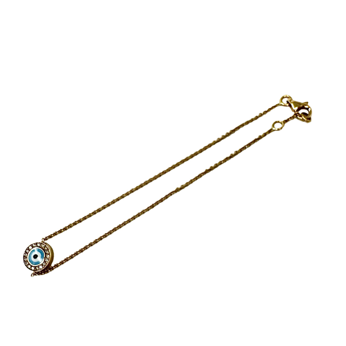 18K Rose Gold Evil Eye Pendant Bracelet by Aaron Basha - Spiritual Protection Jewelry for Women, Gift for Birthday & Anniversary | Wear Daily for Good Luck & Positive Energy