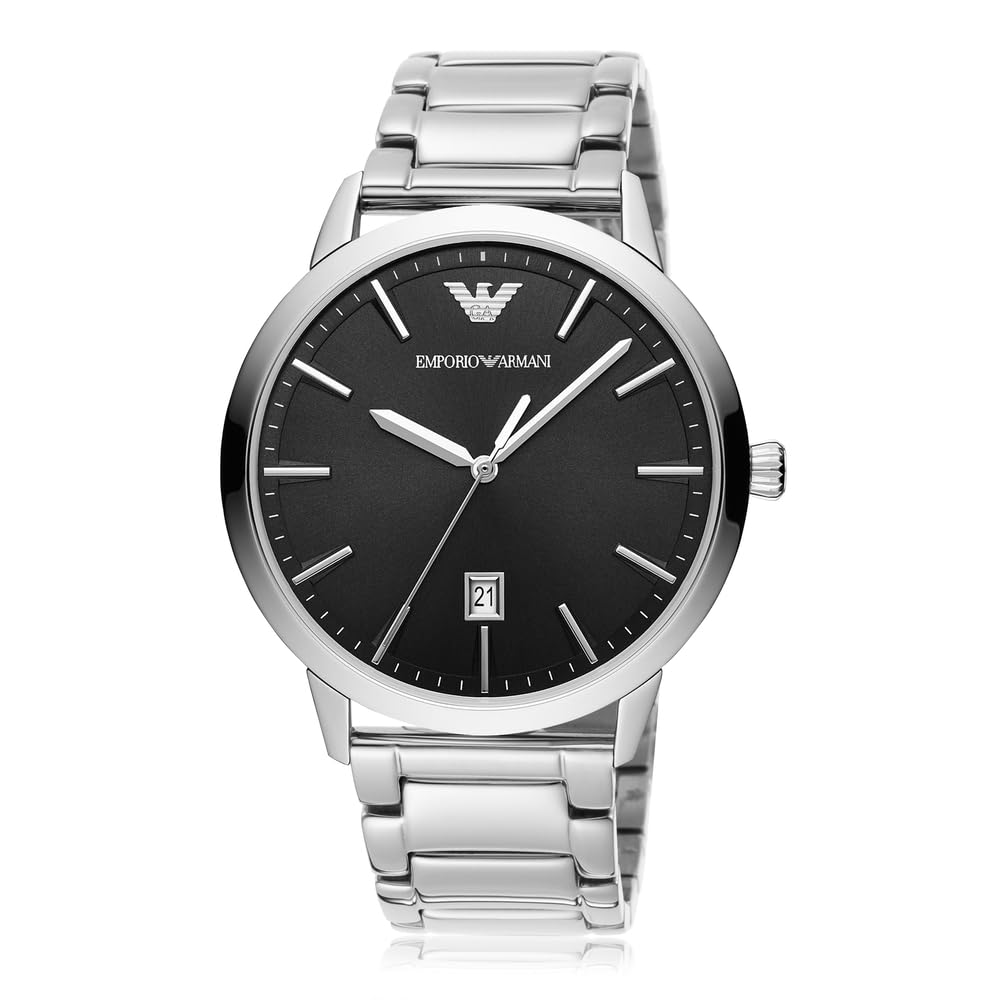 Emporio Armani Men's Stainless Steel Watch with Three-Hand Date Display - 43mm Case - Perfect for Business, Casual & Formal Occasions