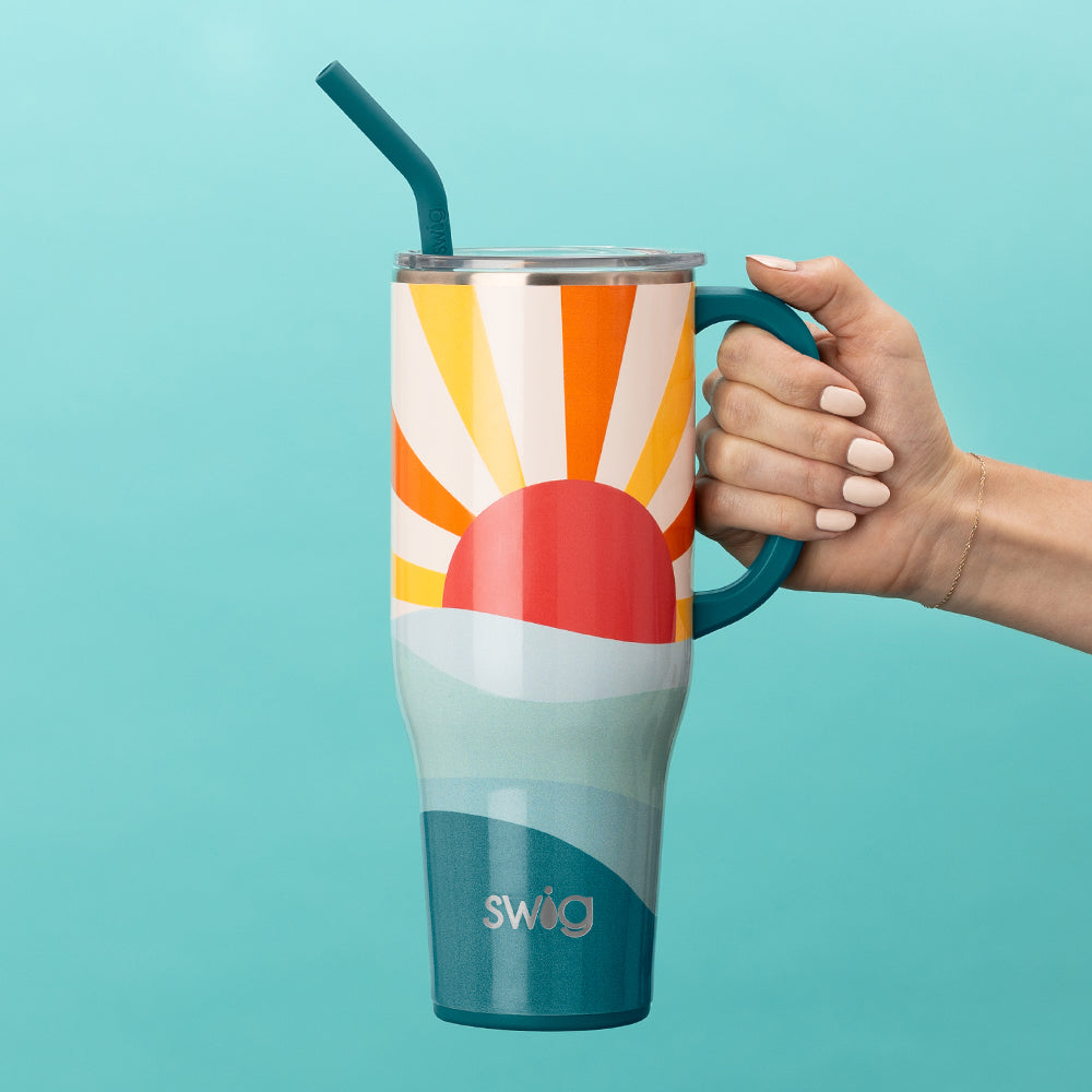 Sun Dance Mega Mug 40oz - Large Insulated Stainless Steel Tumbler with Lid & Straw - Perfect for Coffee, Tea, Iced Drinks - Great for Office, Travel, Camping & Outdoor Activities