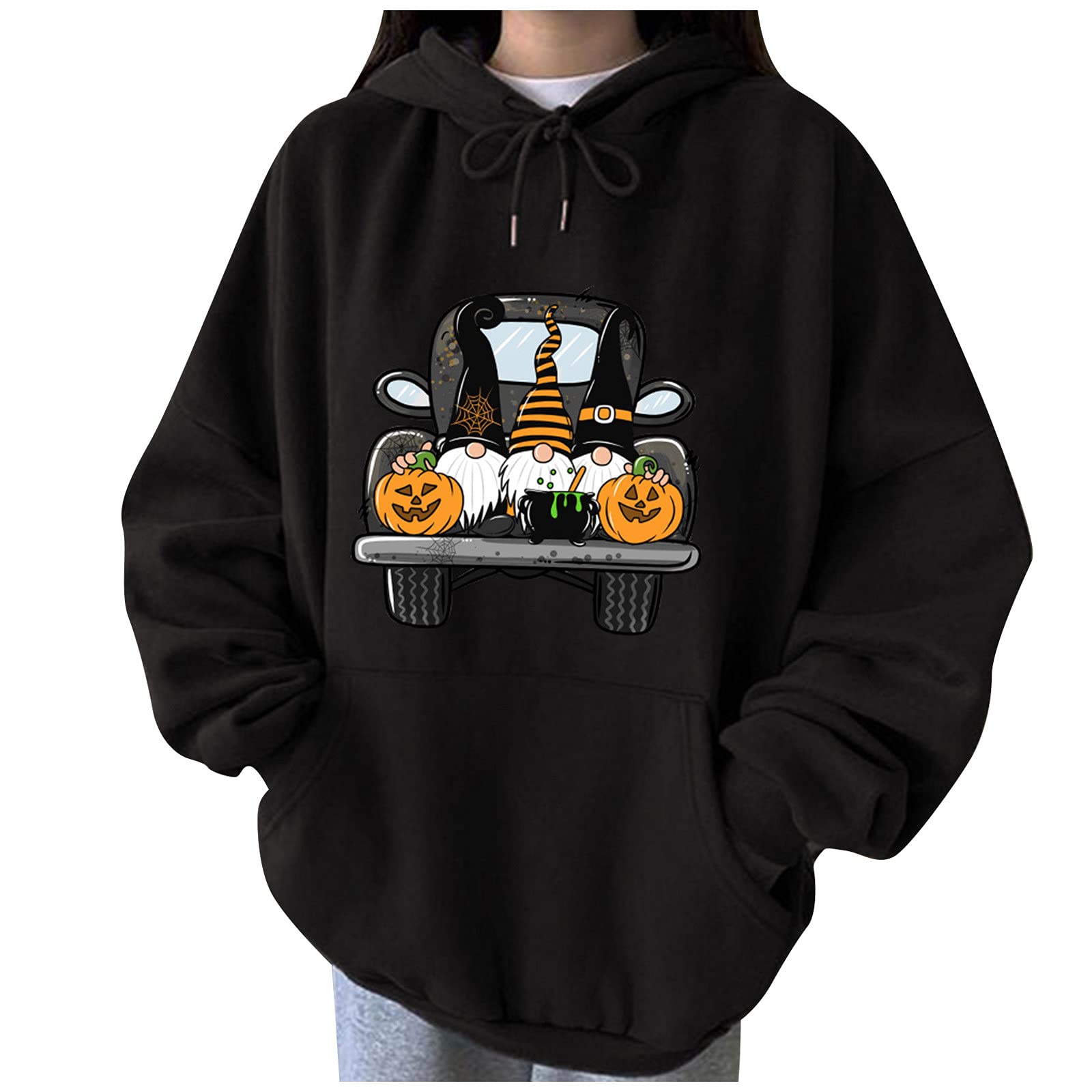 Women's Cute Graphic Hoodie Sweatshirt - Long Sleeve Lace Up Tops with Pockets, Loose Fit T-Shirt for Fall Fashion | Perfect for Casual Outfits, Streetwear & Cozy Autumn Days