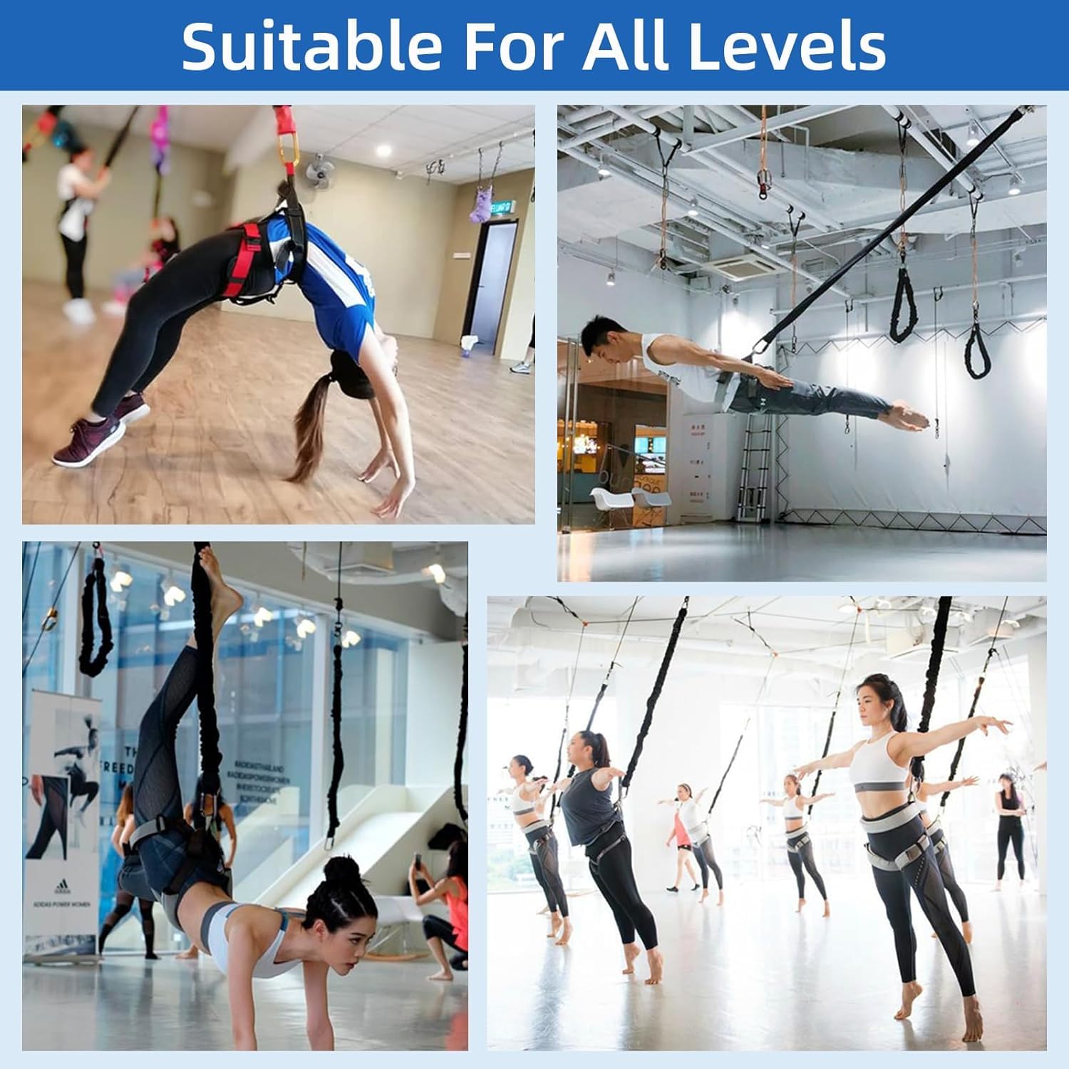 PRIOR FITNESS Bungee Fitness Kit - Elastic Yoga Resistance Bands for Home Gym, Professional Air Dance & Workout Equipment | Perfect for Indoor Exercise, Strength Training & Dance Fitness Routines