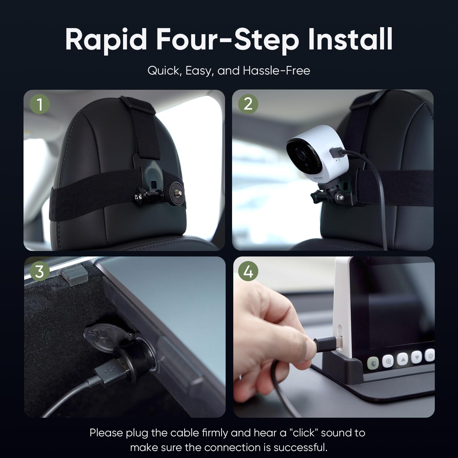 Bonoch 5'' 1440P Baby Car Camera - Rear Facing Car Seat Monitor with Night Vision & 4X Zoom, USB Powered Backseat Camera for Infants (Includes Charger) | Perfect for Road Trips, Night Driving & Keeping an Eye on Your Baby in the Car