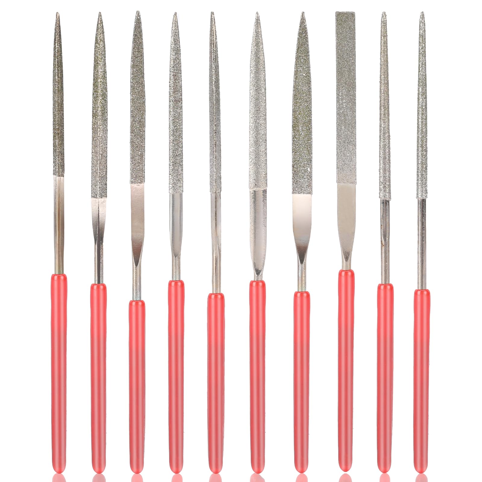 10Pcs Diamond Needle File Set - Mini Metal Model Files for Jewelry Making, Stone Carving & Precision Metalwork (2x100mm) | Ideal for DIY Crafts, Watch Repair & Small Detail Work