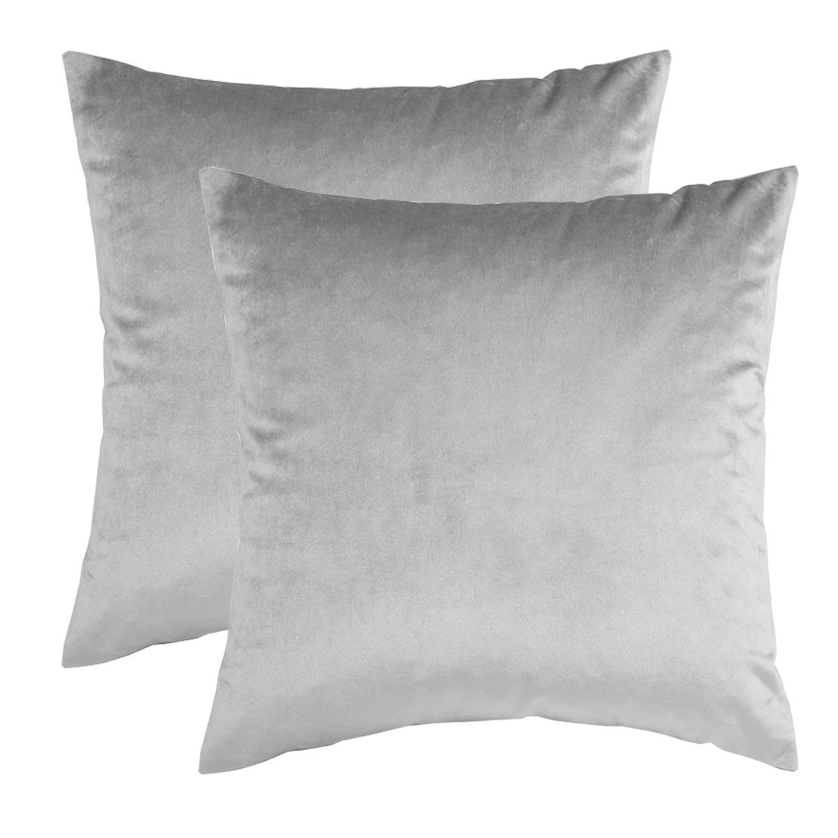 GIGIZAZA Silver Grey Velvet 18x18 Decorative Throw Pillow Covers (Set of 2) - Soft Luxury Cushion Covers for Sofa, Bed & Home Decor - Perfect for Living Room, Bedroom & Cozy Interior Design