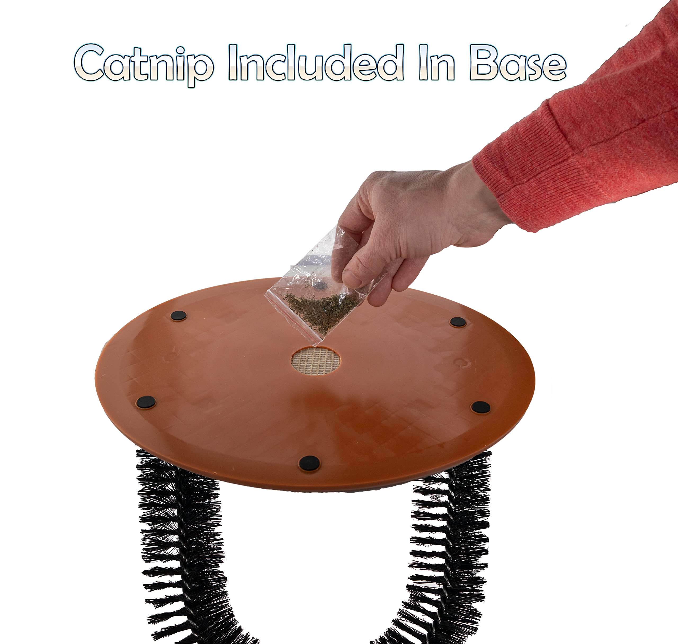 Premium Cat Grooming Arch with Catnip Bag - Self-Scratching Massager & Brushing Post Reduces Shedding & Hairballs for Indoor Cats - Perfect for Playtime & Relaxation