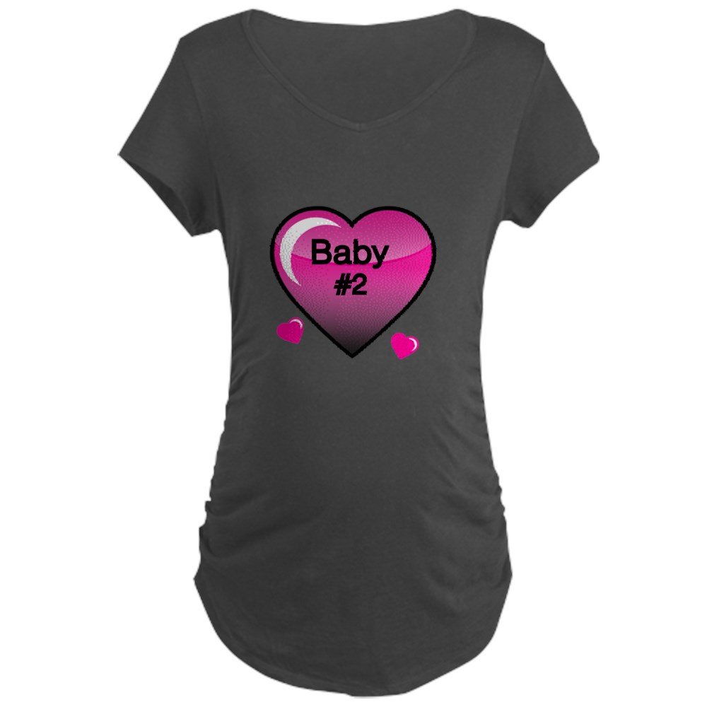 Baby #2 with Heart Maternity T-Shirt - Comfortable Pregnancy Tee for Expecting Moms - Perfect for Announcements, Baby Showers & Maternity Photos