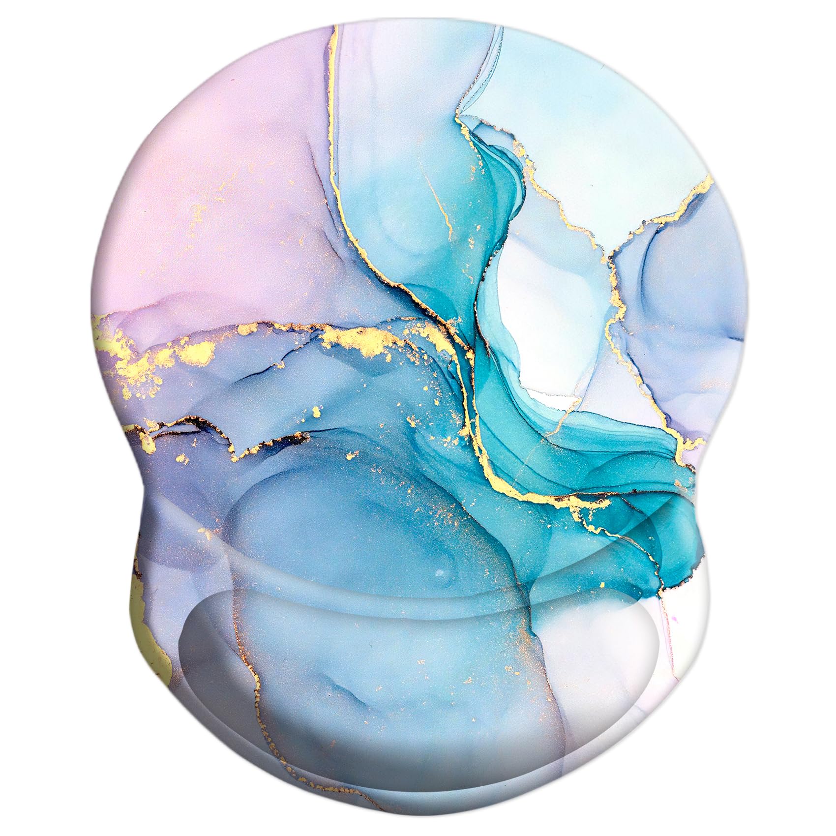Ergonomic Mouse Pad with Wrist Support - Pain Relief Comfort for Office, Gaming & Study - Non-Slip PU Base Computer Mouse Pad (Pink Blue Marble) - Perfect for Home Office, PC Gaming & Long Work Sessions