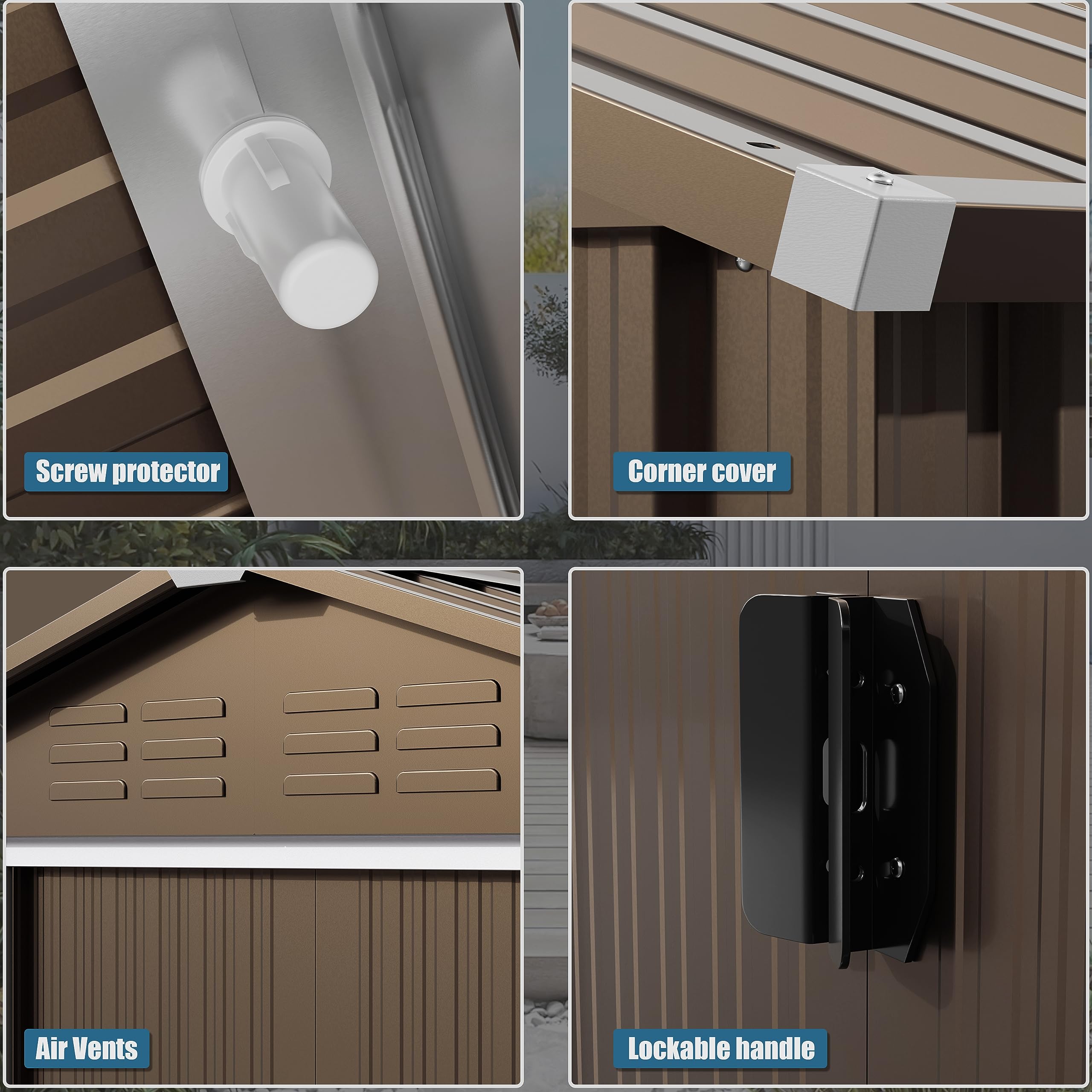 8FT x 6FT Heavy Duty Outdoor Storage Shed - Waterproof & Lockable Metal Tool Shed with Sliding Door & Air Vents - Perfect for Storing Gardening Tools, Lawn Equipment & Backyard Supplies (Ideal for Garden, Yard & Patio Organization)