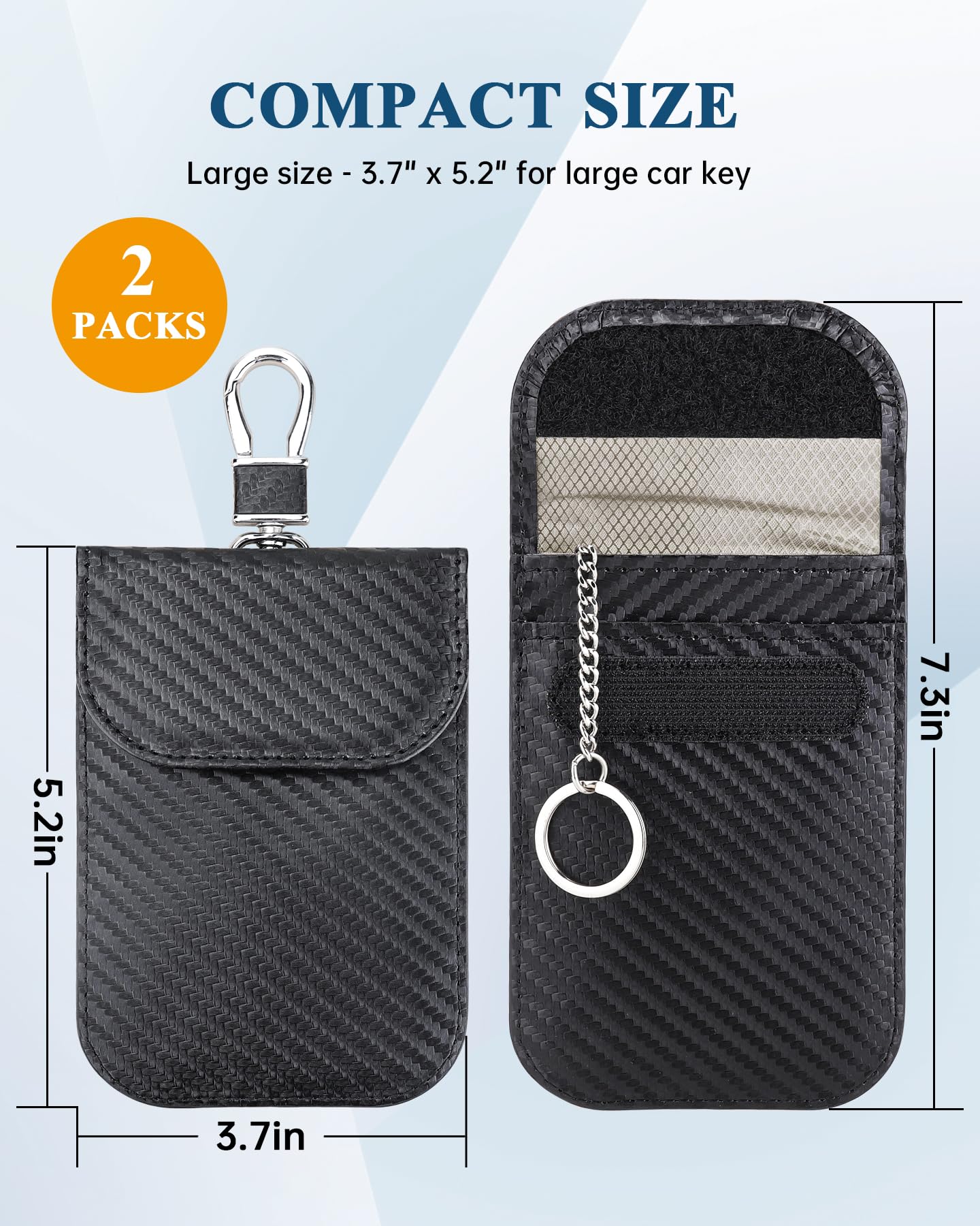 Teskyer 2 Pack Faraday Key Fob Protector Bags - RFID Signal Blocking Anti-Theft Pouch for Car Keys (3.7