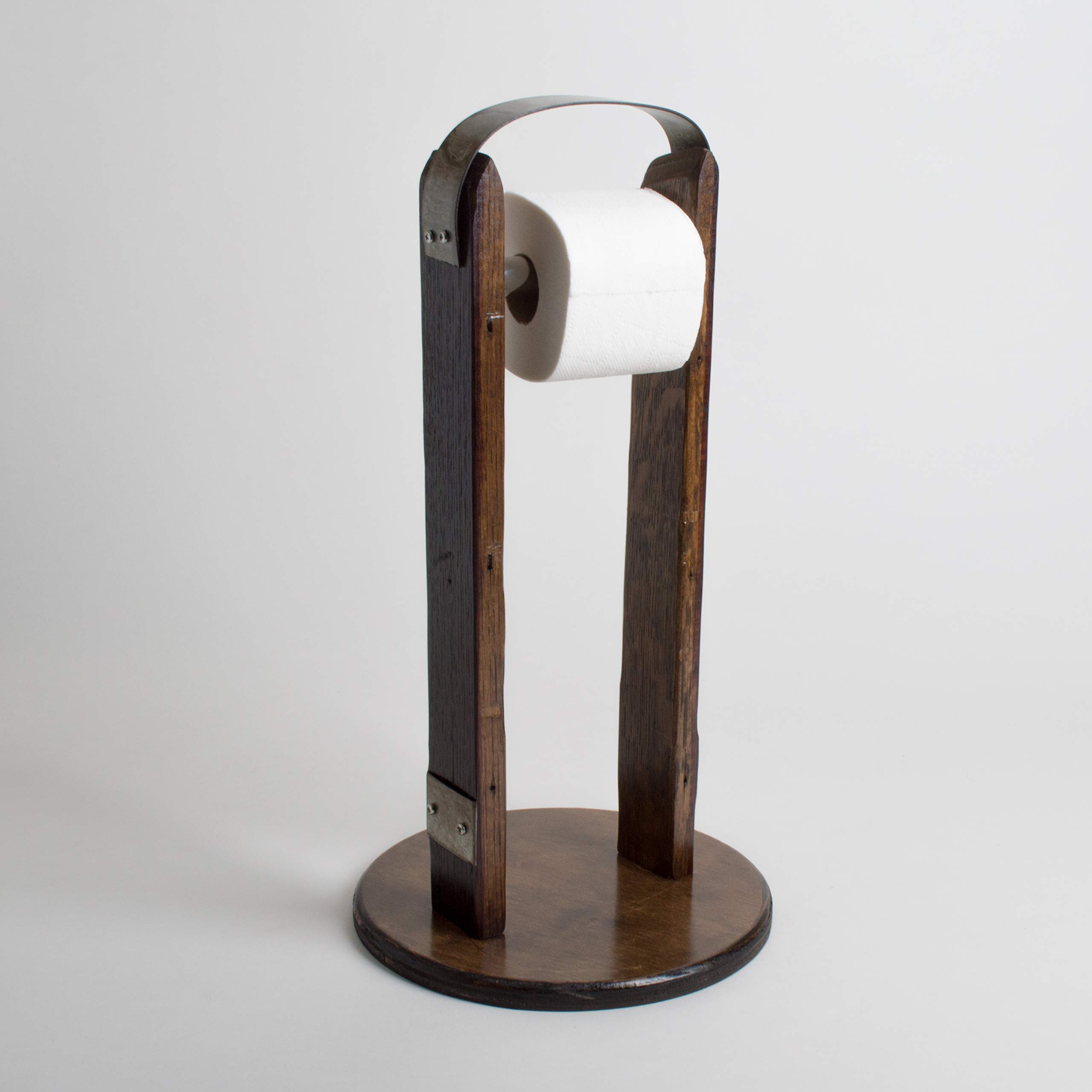 Stand Alone Wine Barrel Toilet Paper Holder - Rustic Bathroom Decor with Multiple Finish Options | Perfect for Farmhouse, Vintage & Wine Cellar Bathrooms (Toilet Paper Not Included)