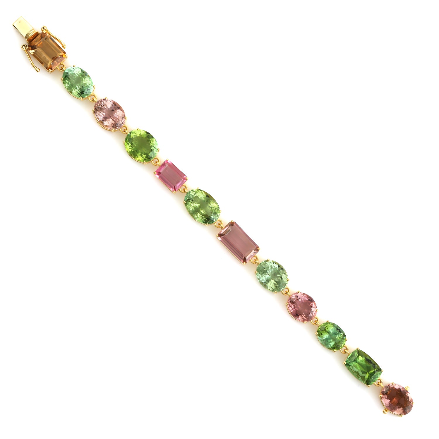 Faceted Tourmaline 18k Yellow Gold Chain Bracelet for Women | Elegant Jewelry Gift for Her | Perfect for Parties, Weddings & Special Occasions