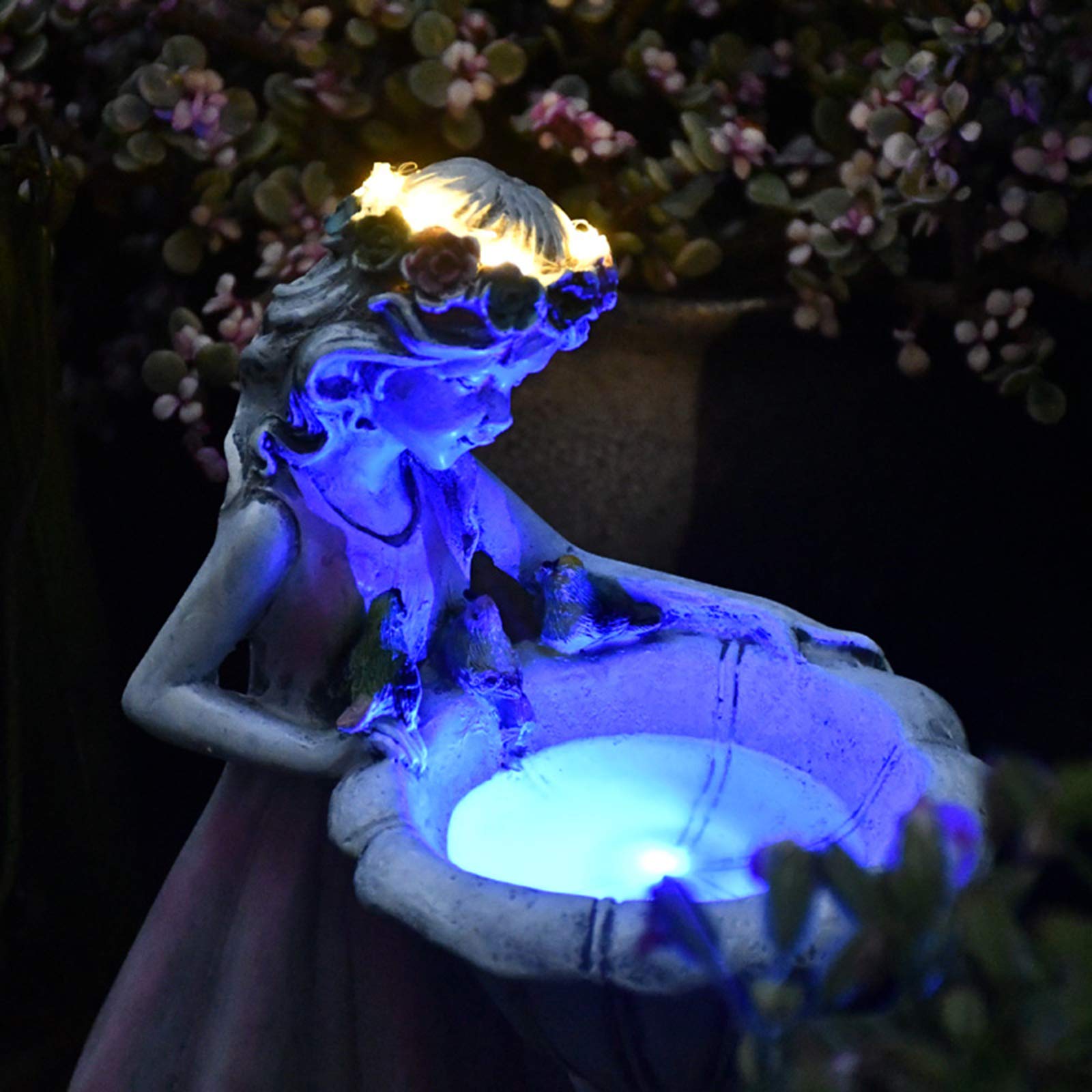 Solar Powered Flower Fairy Garden Light - Outdoor Angel Statue Landscape Lamp with Waterproof Resin Design for Courtyard, Lawn & Woodland Decor | Perfect for Pathway Lighting, Backyard Decorations & Fairy Garden Themes