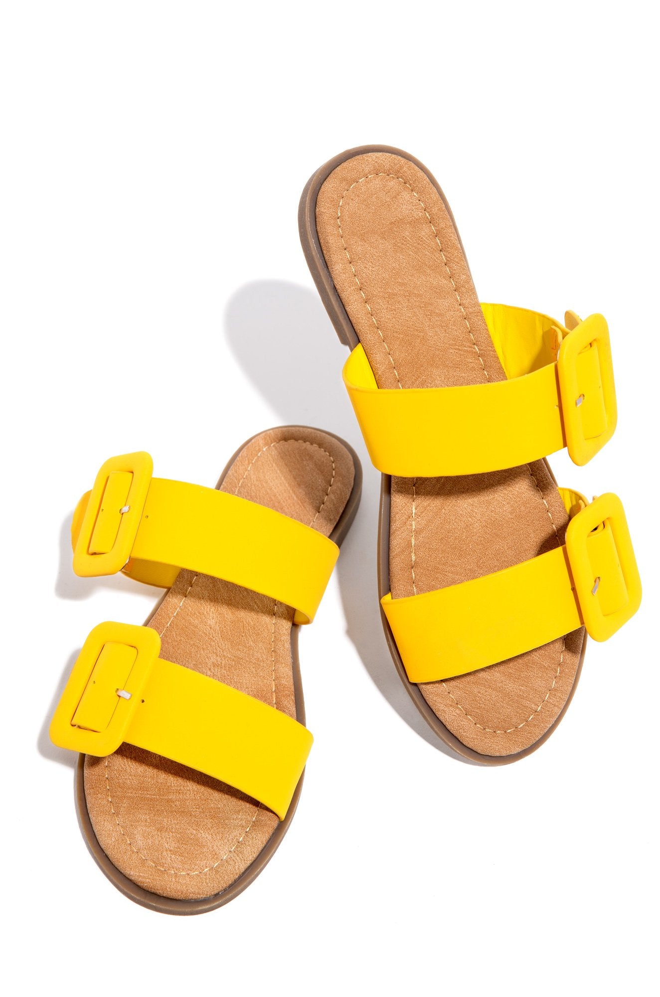 Lydia Double Buckle Women's Sandals - Comfortable Yellow Summer Casual Shoes for Beach, Walking & Outdoor Activities