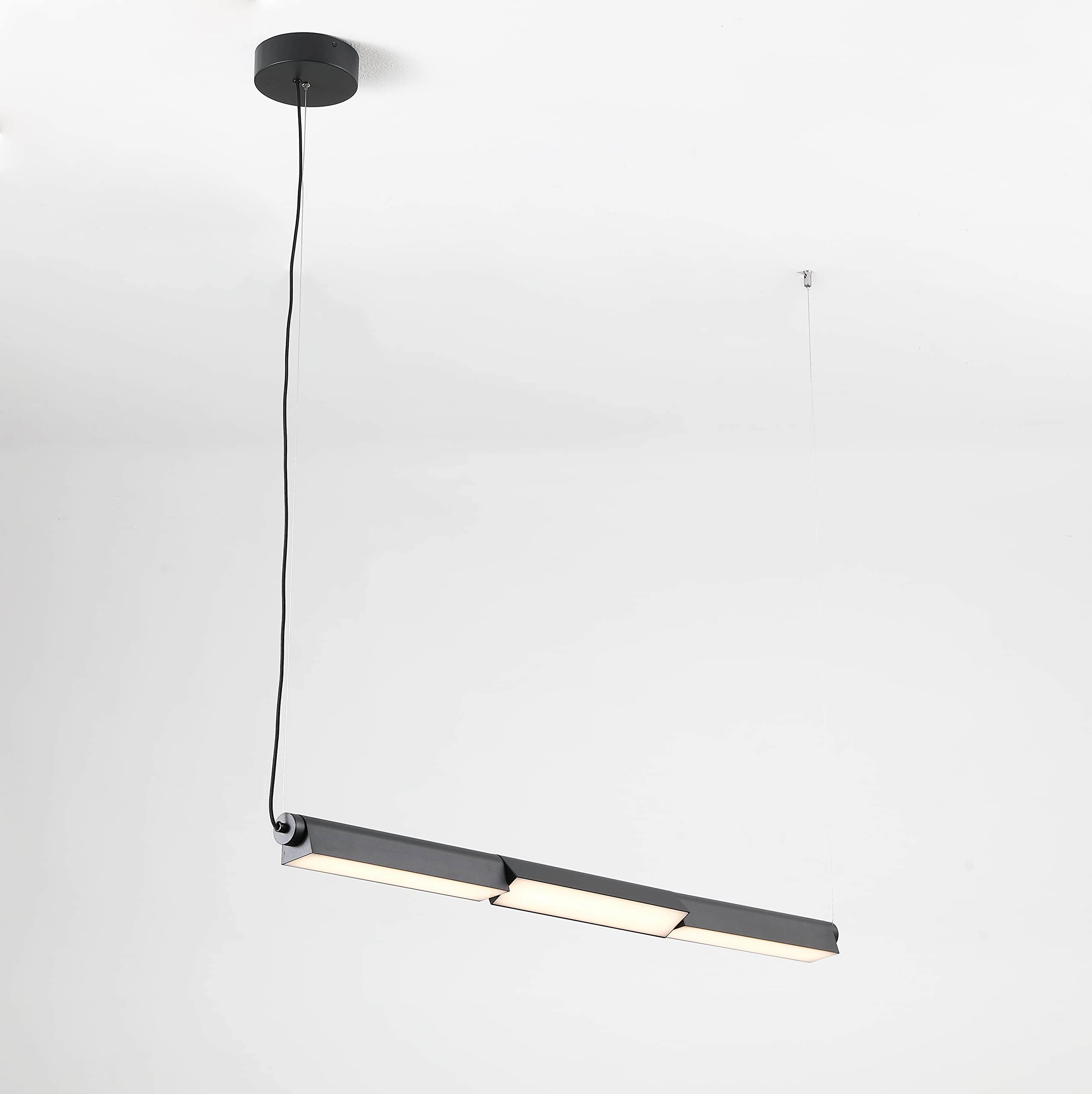 Modern LED Linear Hanging Pendant Ceiling Light - 3000K Warm White, 1578 Lumens, Black Finish - Perfect for Kitchen Island, Dining Room, and Office Lighting