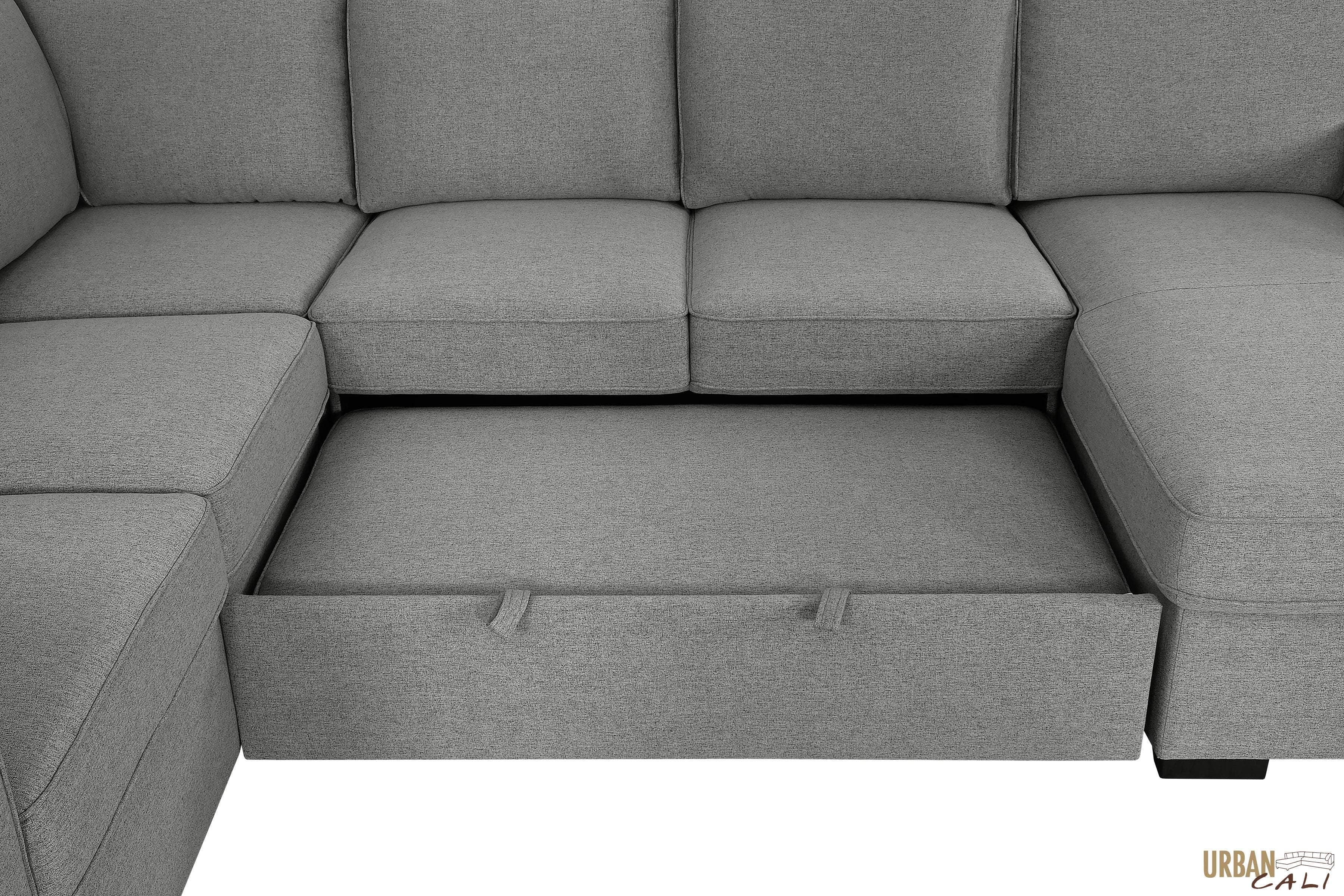 Santa Cruz Large Modular Sleeper Sectional Sofa Bed with Storage Chaise in Dark Grey - Convertible L-Shaped Couch for Living Room, Guest Room & Small Spaces