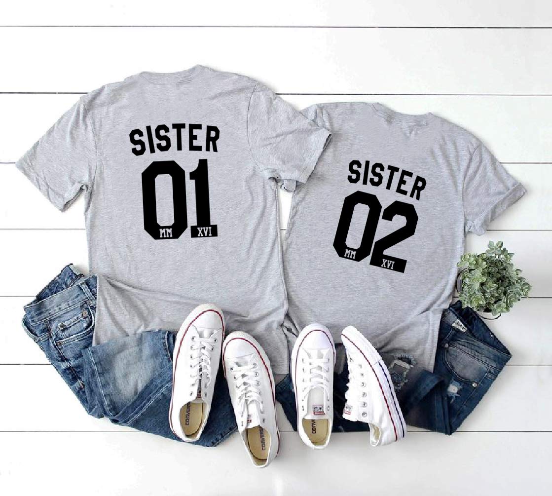 Best Friends Matching T-Shirts for Women - Soul Couple BFF Shirts for Sisters, Teen Girls & Besties | Cute Sister 01 Sister 02 Design | Perfect BFF Gifts for Birthdays, Girls Trips & Friendship Celebrations
