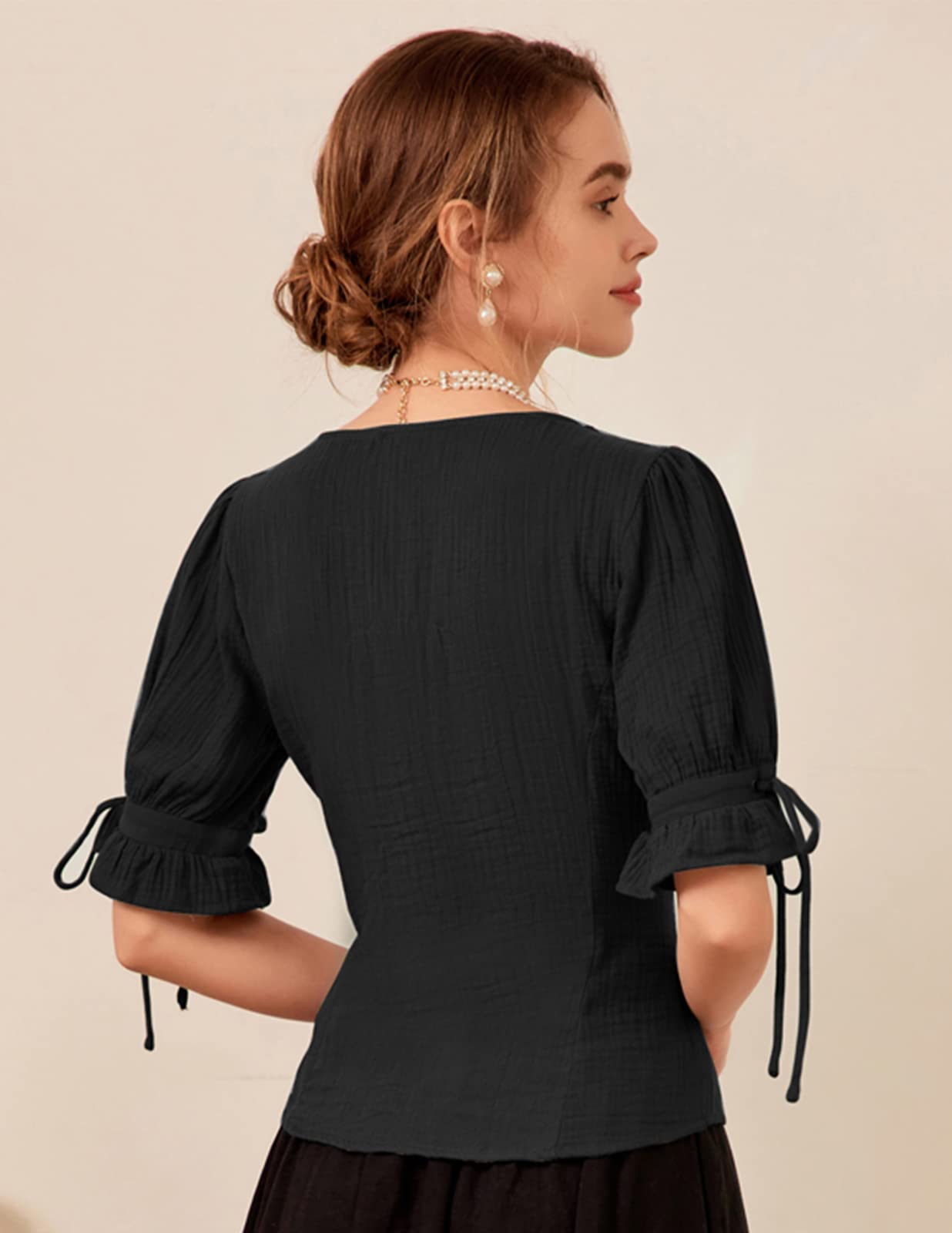 Scarlet Darkness Renaissance Blouse for Women | Summer Plus Size Lace-Up Victorian Top | Gothic Festival Outfit & Renaissance Fair Costume