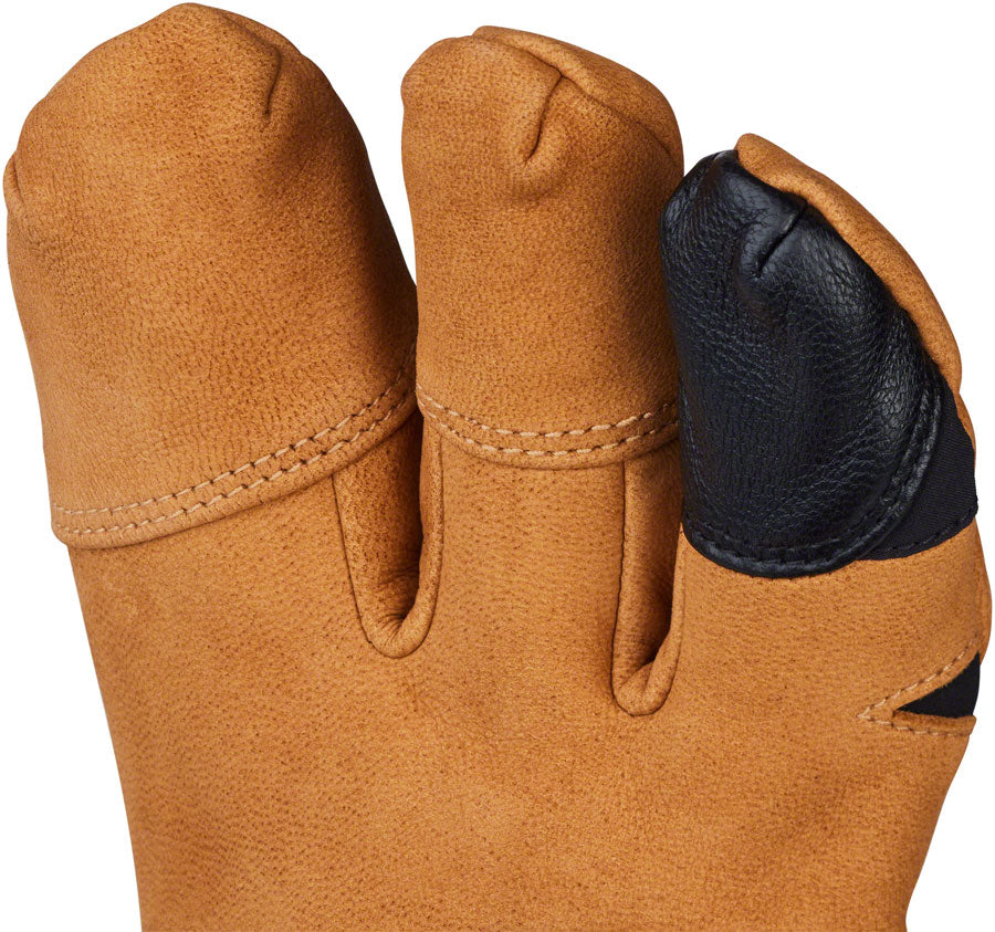 45NRTH 2024 Sturmfist 4 LTR Leather Gloves - Lobster Style, Tan/Black, Medium - Winter Cycling & Motorcycle Riding Gloves for Extreme Cold Weather Protection