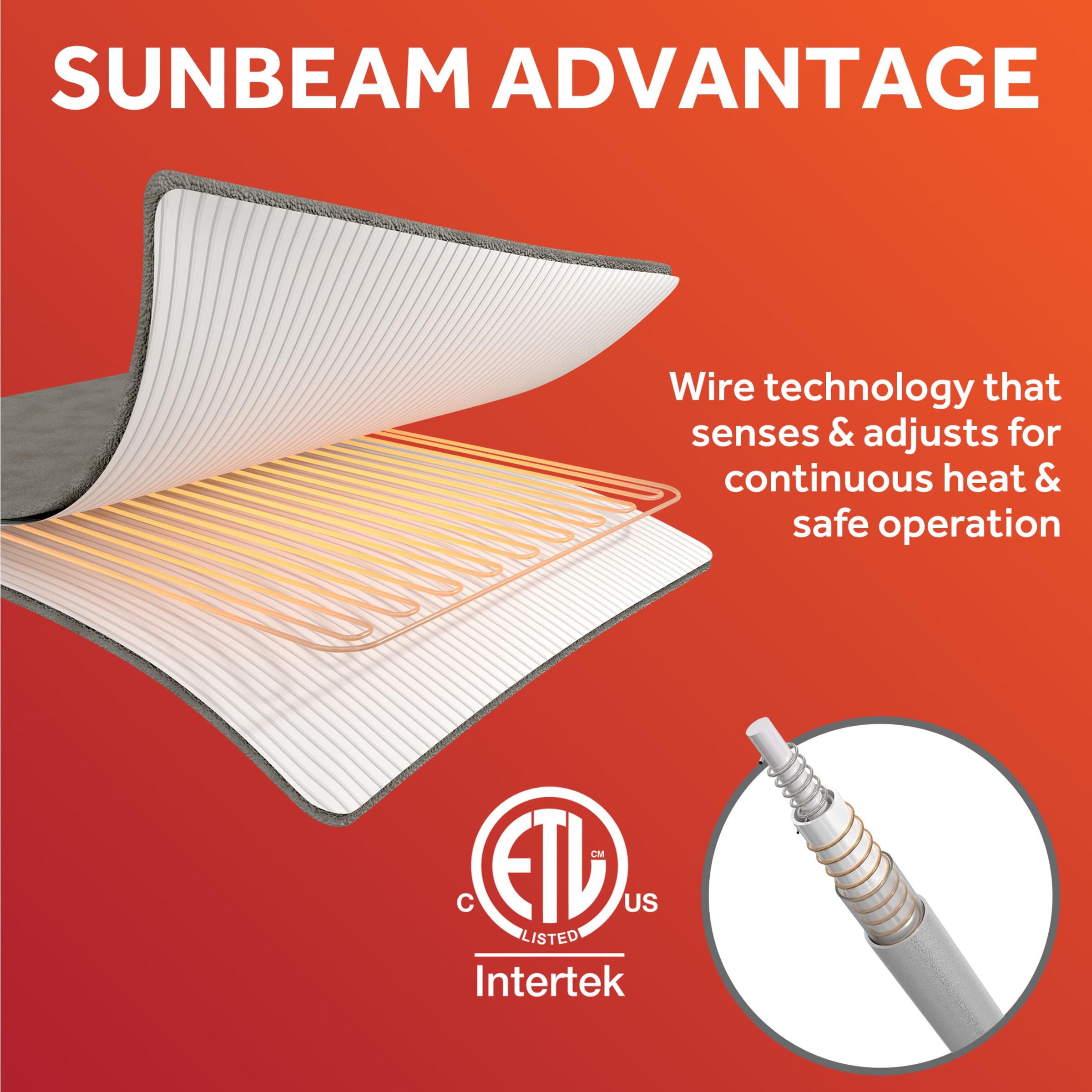 Sunbeam Electric Wi-Fi Connected Loftec Heated Blanket - 10 Heat Settings, 10-Hour Auto Off, Fast Heating Smart Blanket with Voice & Wired Controller - Night Fog Grey, Queen Size (90