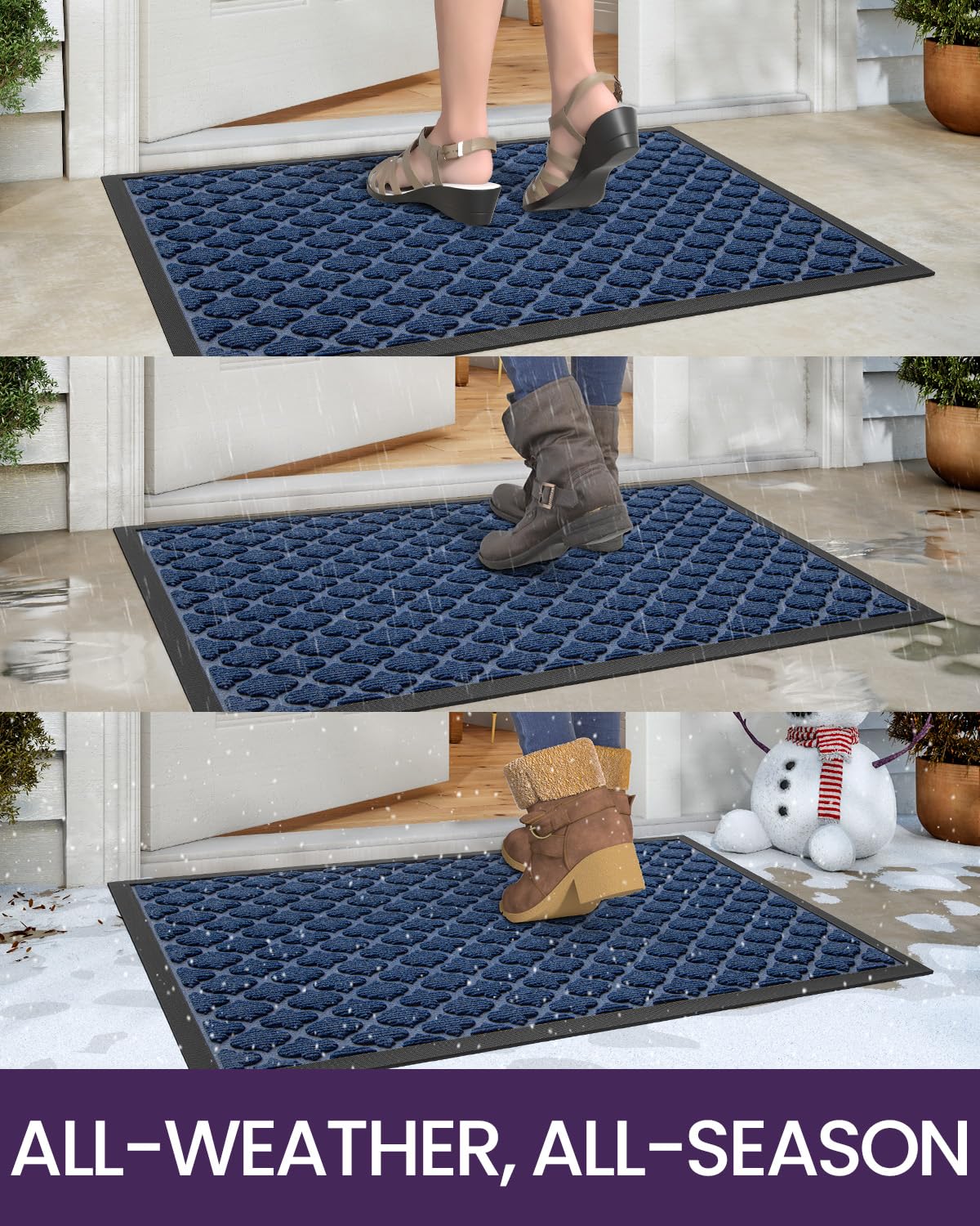 DEXI Extra Large 48x72 Inch Heavy Duty Rubber Doormat for Front Door, Entryway, Patio, Garage - Non-Slip Outdoor Mat, Navy Blue - Perfect for High Traffic Areas and All Weather Conditions
