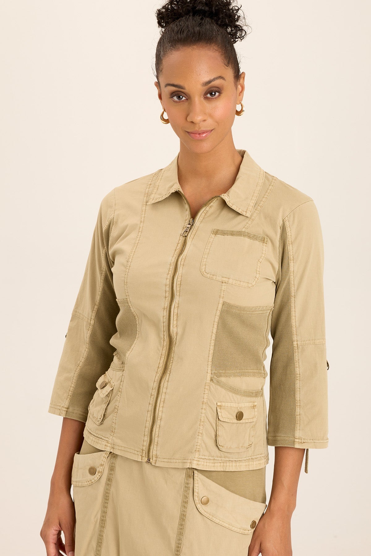 Wexel Poplin & Stretch Rib Fitted Cargo Jacket for Men - Lightweight Utility Jacket with Multiple Pockets - Perfect for Outdoor Adventures, Hiking & Casual Wear