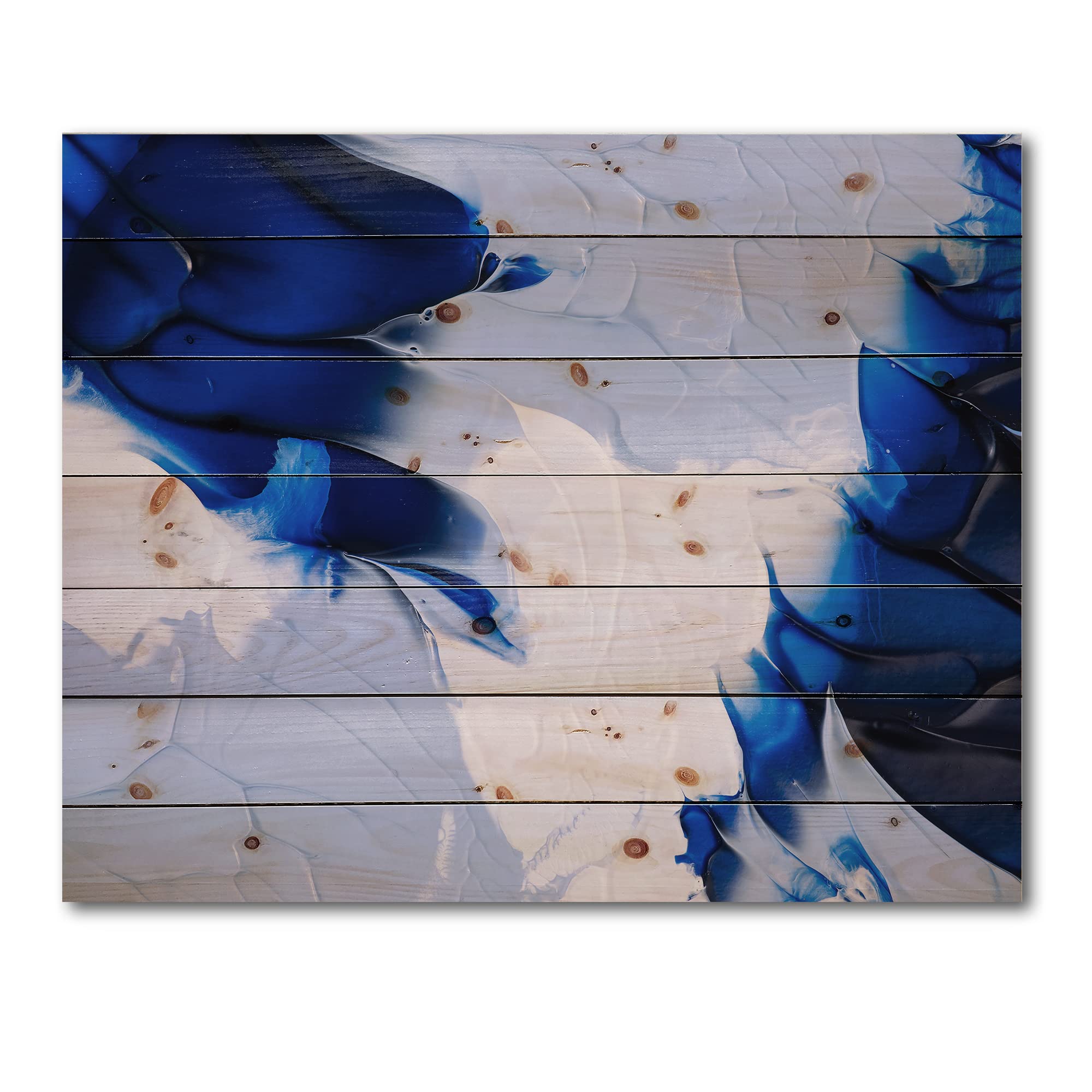 Abstract Blue Grey White Waves Modern Wood Wall Decor - Contemporary Large Wood Wall Art Panels Printed on Natural Pine - Perfect for Living Room, Bedroom & Office Decor