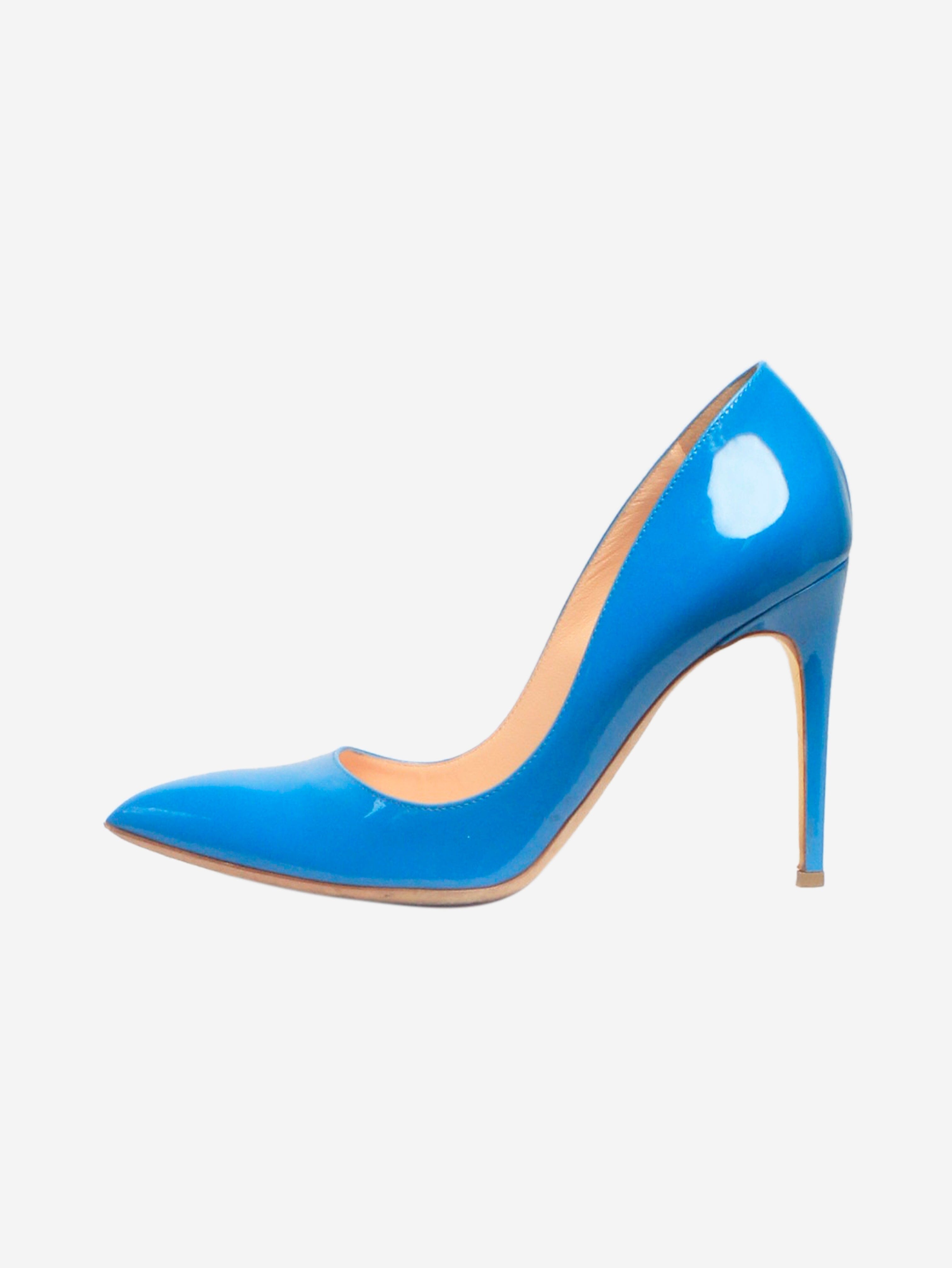 Blue Malory Patent Leather Pointed Toe Pumps - Women's Size EU 40 (US 9) - Elegant High Heels for Office, Party & Special Occasions