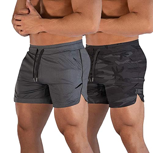 CE Men's Lightweight Workout Running Shorts with Zipper Pockets - Breathable Athletic Gym Shorts for Jogging, Training & Fitness