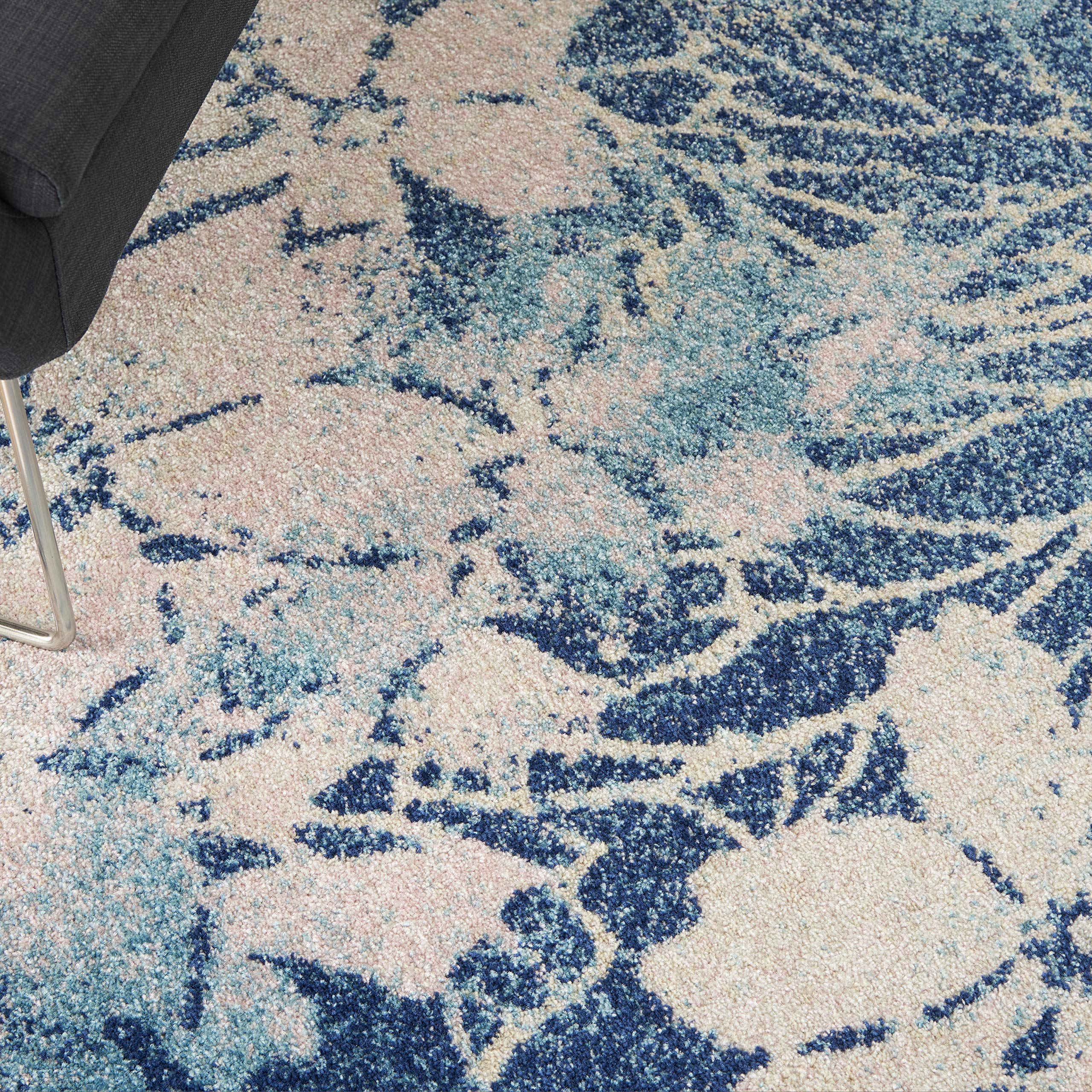 Nourison Tranquil Floral Navy/Pink 6' x 9' Area Rug - Easy Cleaning, Non-Shedding, Soft & Durable - Perfect for Bedroom, Living Room, Dining Room & Kitchen Decor (6x9) - Ideal for Home, Office & Cozy Spaces
