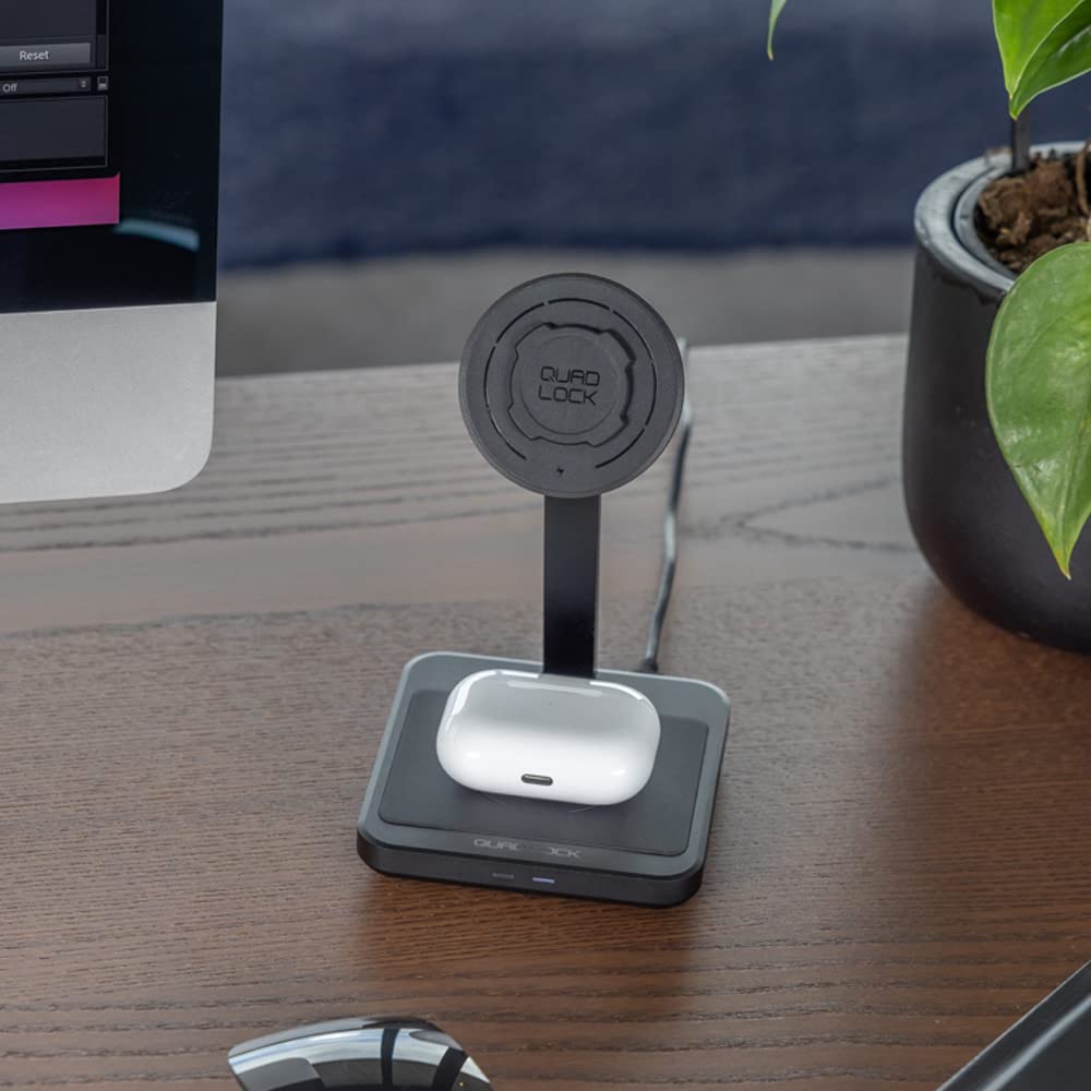 Quad Lock MAG Dual Desktop Wireless Charger with 30W Fast Charging - Perfect for Home, Office & Car Use | Compatible with iPhone & Android Phones