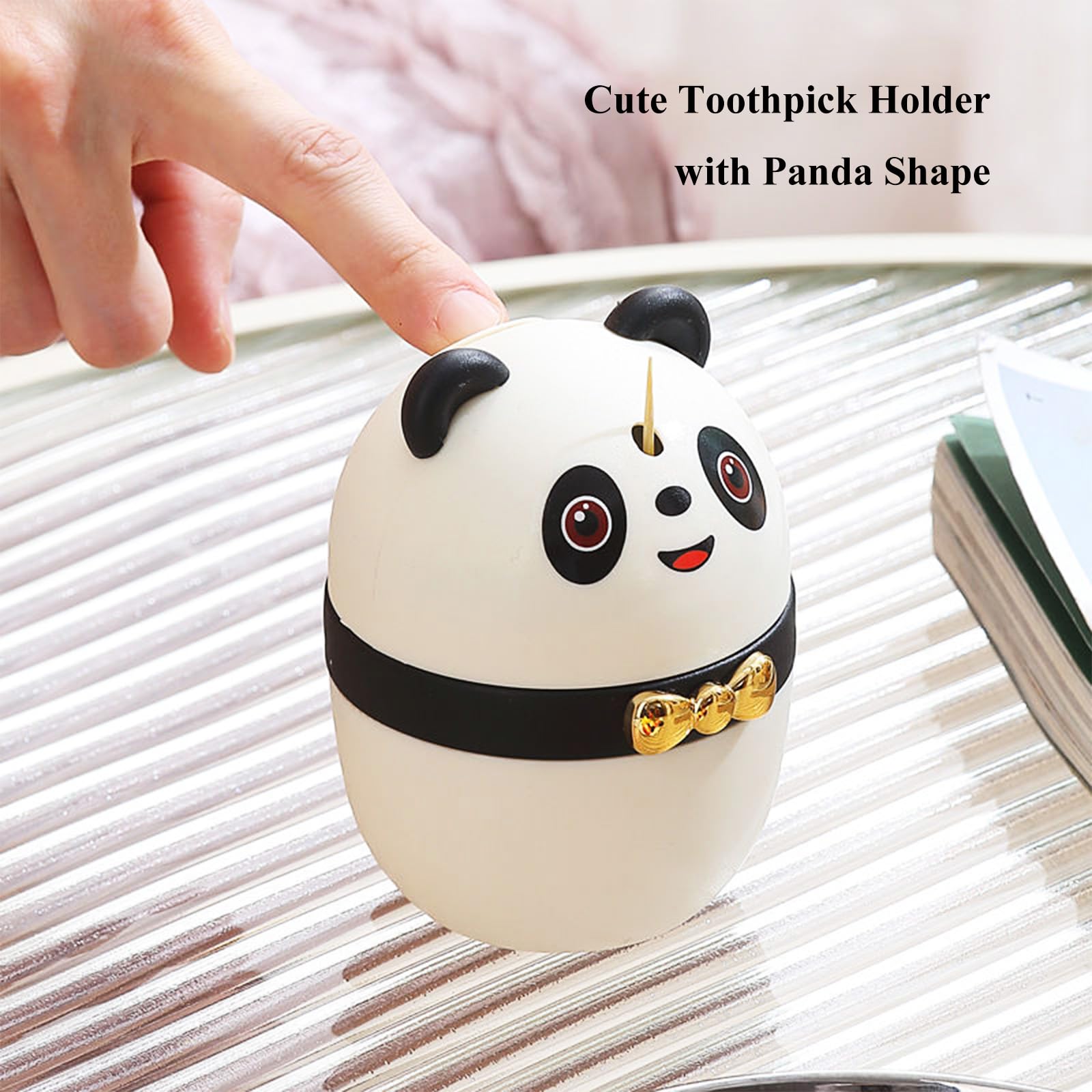 Automatic Cute Panda Toothpick Dispenser Holder - Thickened Novelty Toothpicks Container for Kitchen, Restaurant & Hotel Use - Sturdy Safe Portable Toothpick Storage Box - Perfect for Dining Tables, Parties, and Home Decor