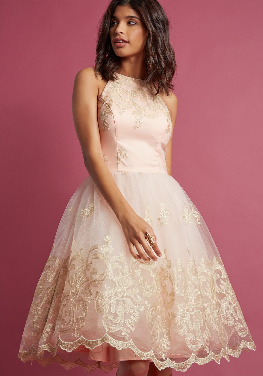 Chi Chi London Eloquent Admirer Lace Dress - Elegant Floral Embroidered Midi Dress for Women | Perfect for Weddings, Parties & Special Occasions