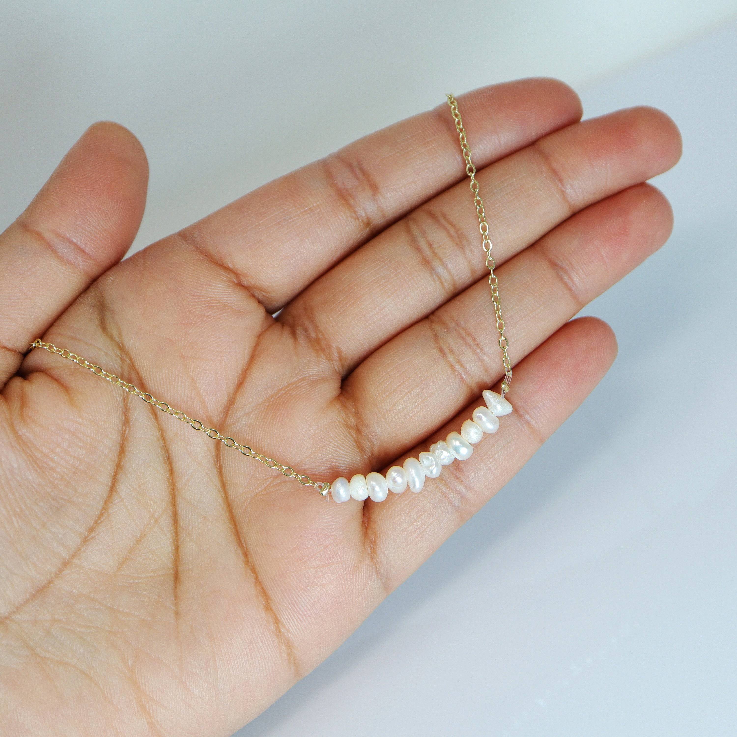 Natural Freshwater Pearls Bridesmaid Jewelry Set - Elegant Pearl Earrings & Necklace with Crystals for Wedding Party, Perfect Maid of Honor Gift for Bridesmaids, Bachelorette Party & Formal Events