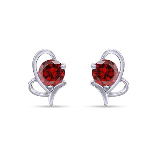 White Gold Plated Silver- Simulated Garnet