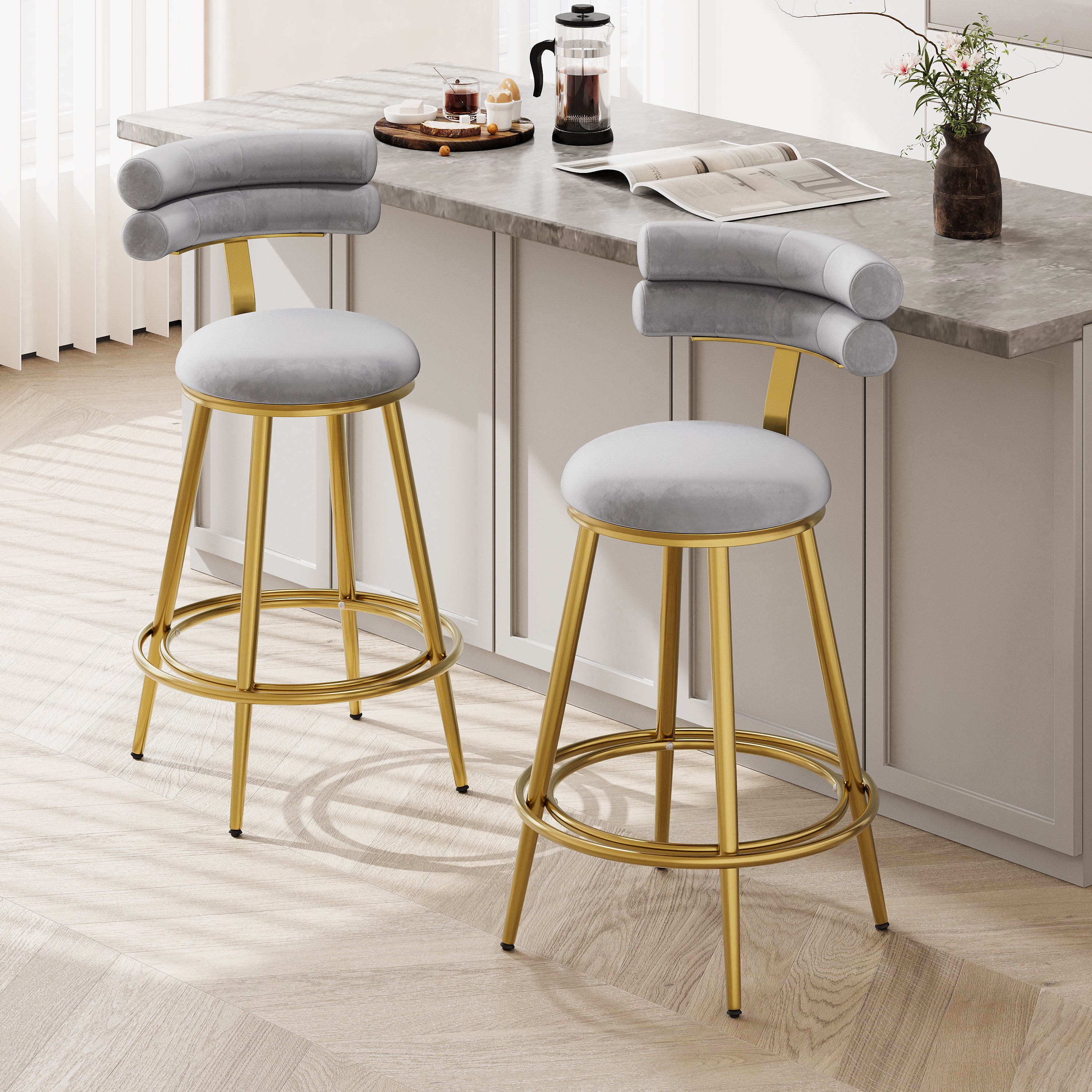 Modern Velvet Counter Stools Set of 2 - 27.65
