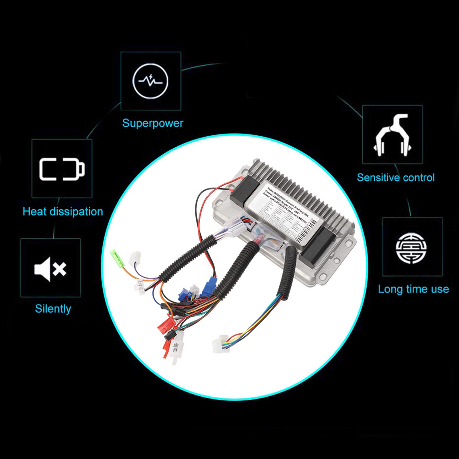 Alomejor 60V 72V 1000W Brushless Motor Controller - 3 Speed Modes for E-Bike, Scooter & Electric Vehicle - Perfect for Commuting, Off-Road & DIY Projects