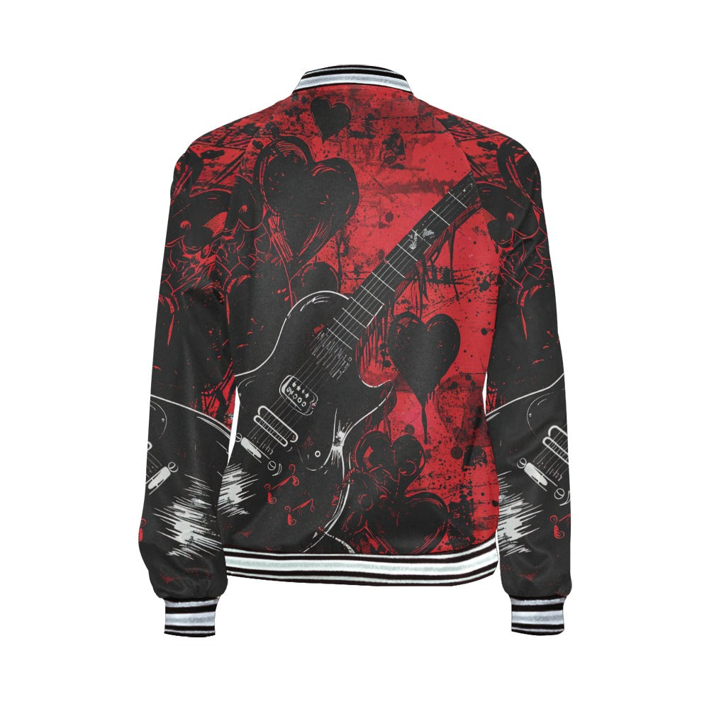 Stylish Guitar Love Stripes Jacket for Men & Women - Trendy Music-Inspired Outerwear for Concerts, Performances & Casual Wear