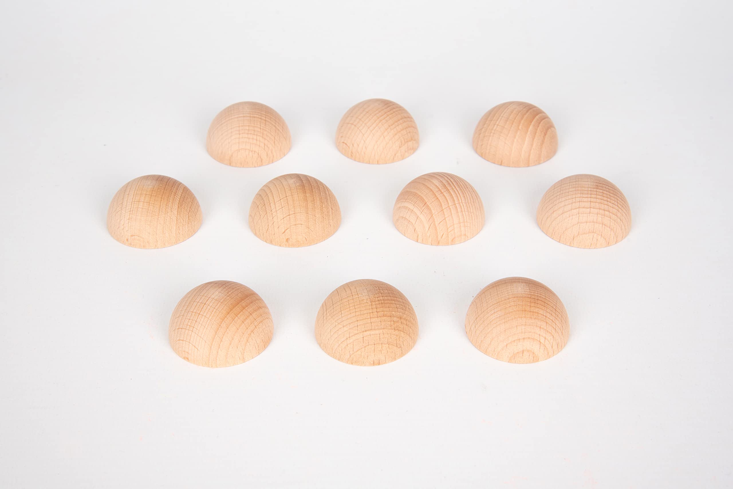 TickiT 73883 Natural Wooden Semispheres - 10-Piece Set for Heuristic Play, Sensory Exploration & Early Learning | Perfect for Montessori, Daycare & Home Education Activities