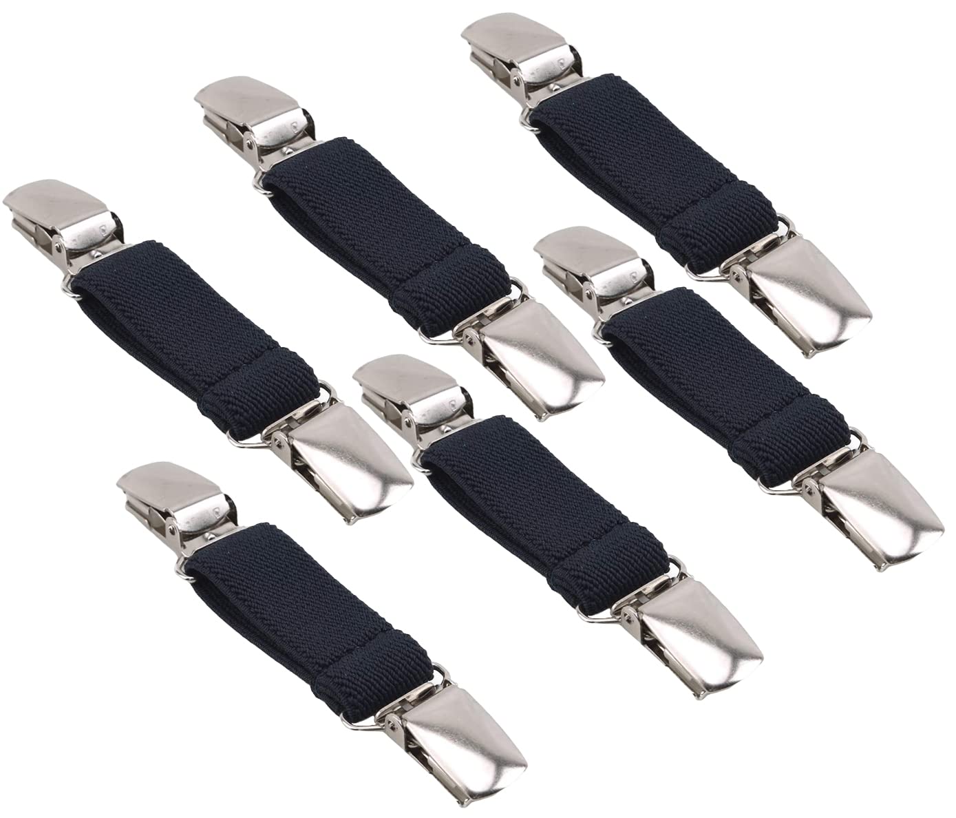 Stainless Steel Mitten Clips for Gloves - 3 Pairs Black Elastic Glove Holders for Kids & Adults - Keep Mittens Together in Winter, Sports & Outdoor Activities