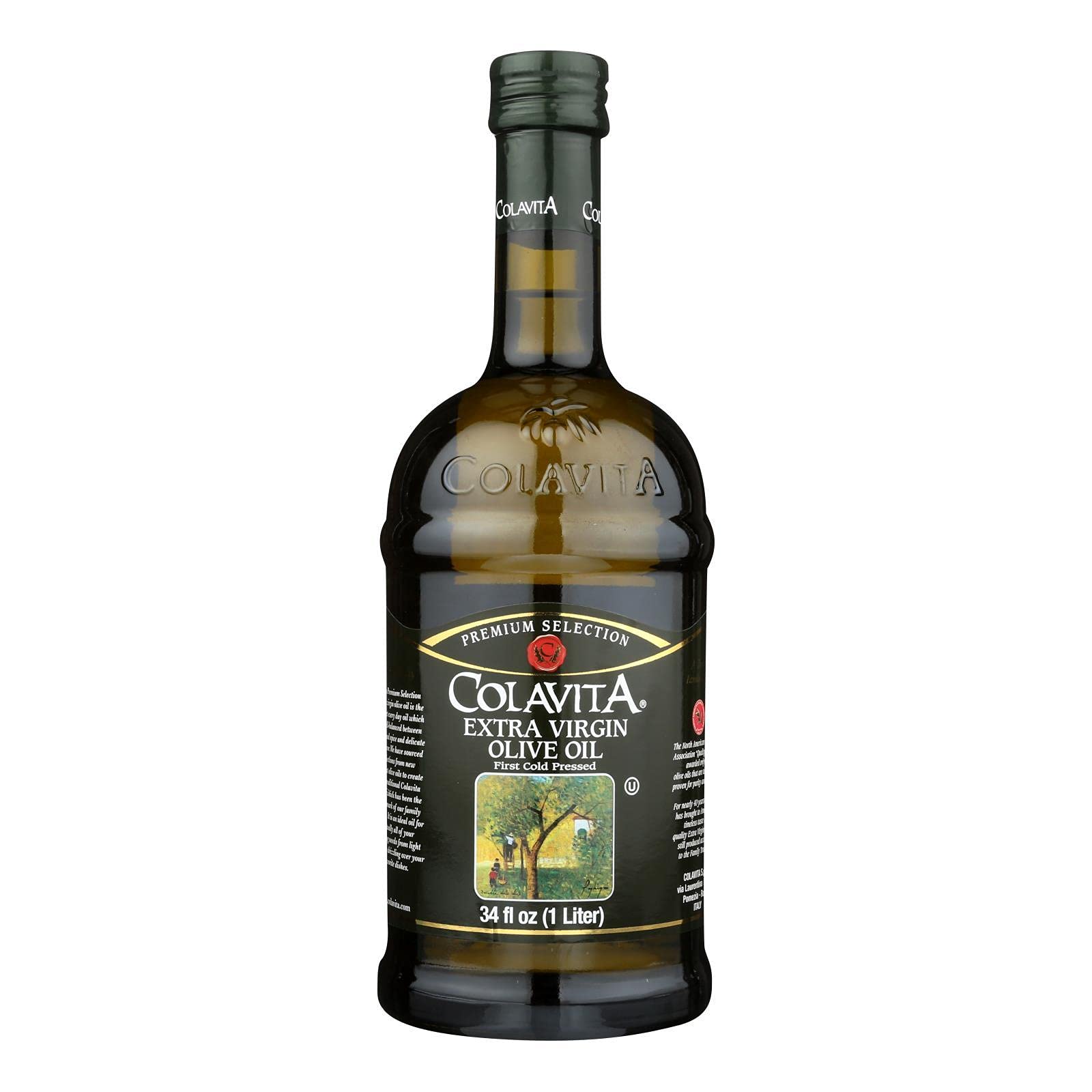 Colavita Premium Extra Virgin Olive Oil - 100% Italian, Cold Pressed, 33.8 Fl Oz (1 Liter) - Case of 6 Bottles - Perfect for Cooking, Salad Dressing & Gourmet Recipes