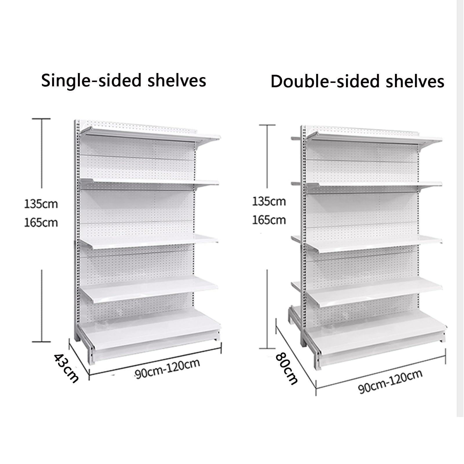 Commercial Retail Gondola Shelving Wall Display Rack - Heavy Duty Supermarket Shelves, Convenience Store Combination Shelving Unit for Grocery, Office Supplies & Liquor Stores (Black, 47.2''W x 16.9''D x 65''H) - Perfect for Retail Displays, Warehouse Organization & Backroom Storage