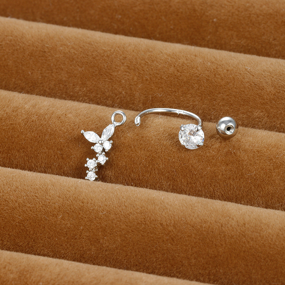 20G Daith Cross Front Back Ear Jacket Hoop Earrings for Women | HSPJ232 | Gothic Punk Jewelry for Cartilage Piercing, Perfect for Parties & Everyday Wear