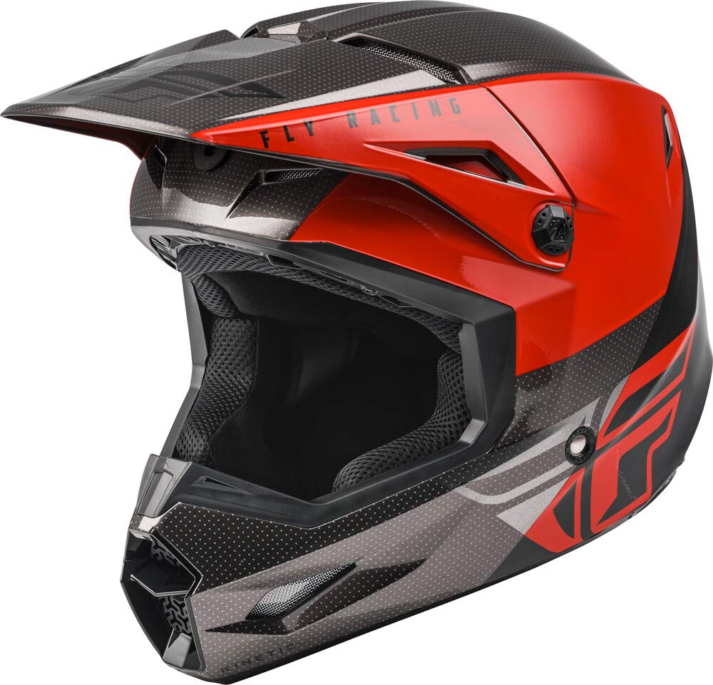 Fly Racing Kinetic Straight Edge Helmet - Youth Small (Red/Black/Grey) | Lightweight & Durable Motorcycle Helmet for Kids | Perfect for Motocross, BMX & Off-Road Riding