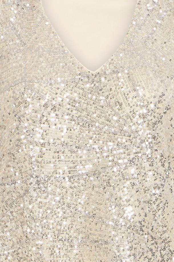 Faith Sequin V Neck Top for Women - Elegant Frosted Almond Shirt for Party, Night Out & Special Occasions