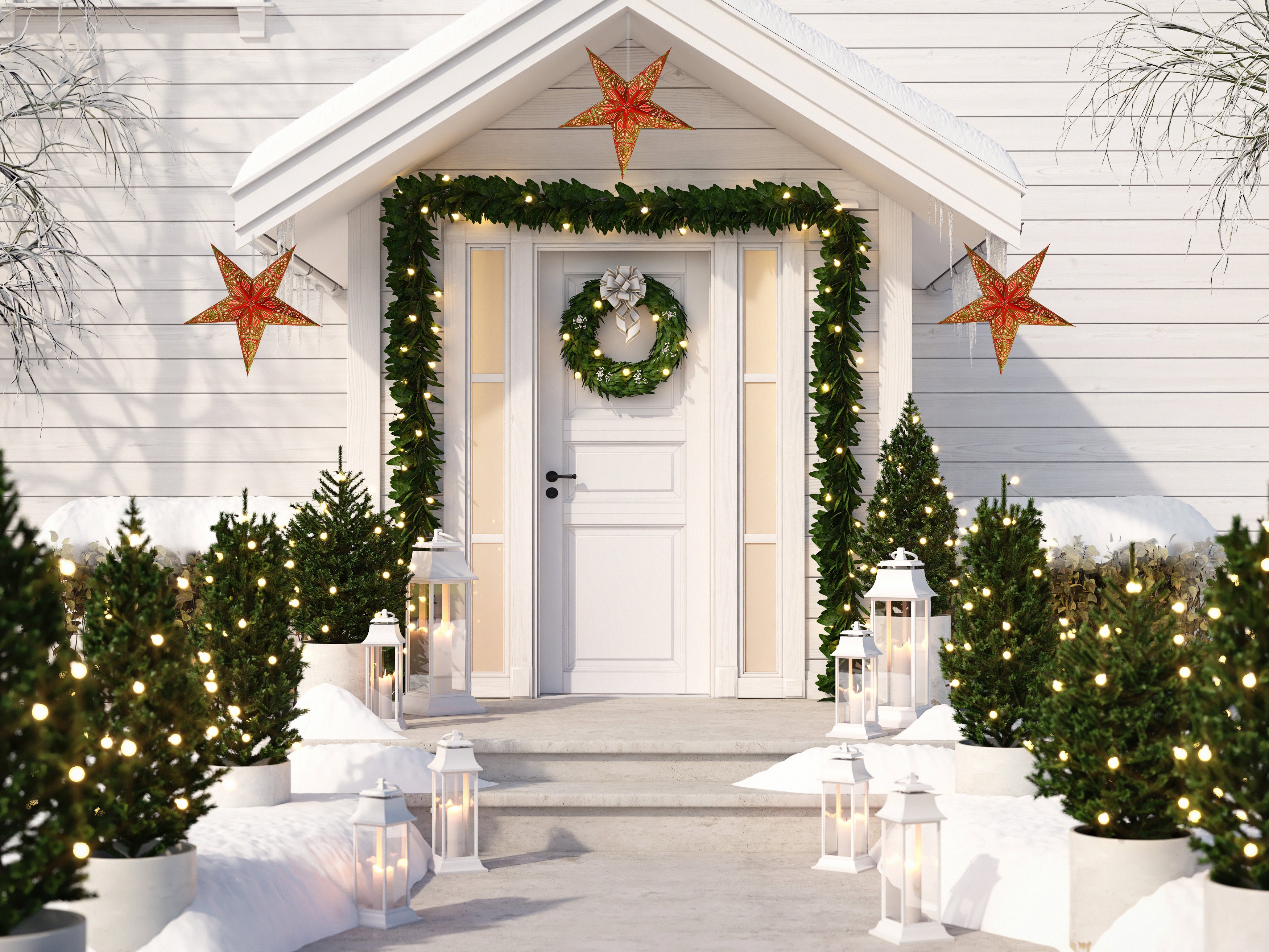 24 Inch Paper Star Lantern - Red, Green & Twilight Jewel Glitter Decorations for Christmas, Party, Wedding & Home Decoration