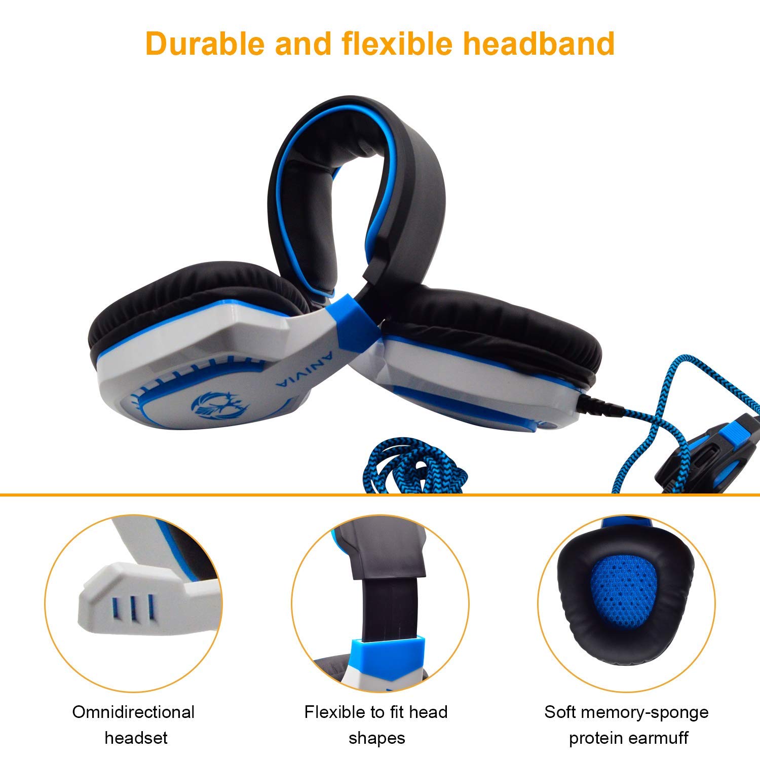 SADES L9Plus 7.1 Virtual Surround Sound USB Gaming Headset with Noise Isolation, LED Light, Deep Bass & Soft Memory Earmuffs - PC, Laptop, Desktop Computer Headphones (Black Blue) - Perfect for Online Gaming, Streaming & Video Calls