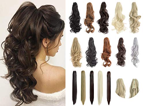 Clip-in Ponytail Hair Extension with Claw Clip - Natural Looking Hairpiece for Instant Volume & Length - Perfect for Parties, Weddings & Everyday Styling