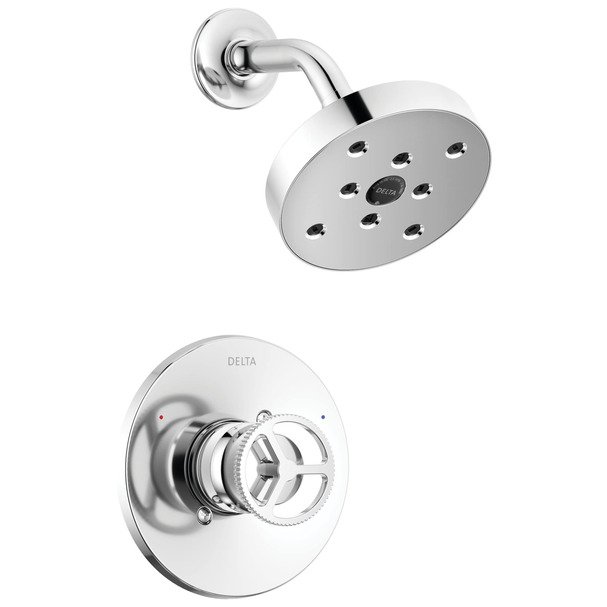 Delta Faucet Trinsic 14 Series Single Handle Chrome Shower Faucet with H2Okinetic Technology - Complete Shower Set with Shower Head, Trim Kit & Fixtures in Chrome Finish (T14258, Valve Sold Separately) - Perfect for Modern Bathroom Renovations & Spa-Like Shower Experiences
