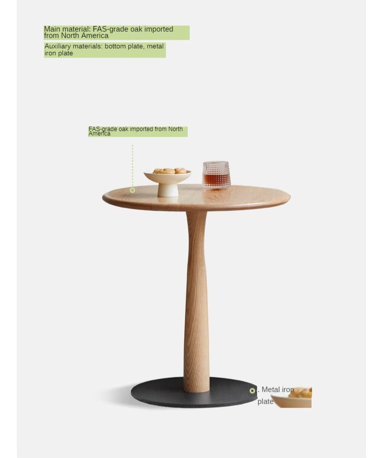 Solid Wood Round Side Table - Oak, Black Walnut, Cherry - Modern End Table for Living Room, Bedroom & Office